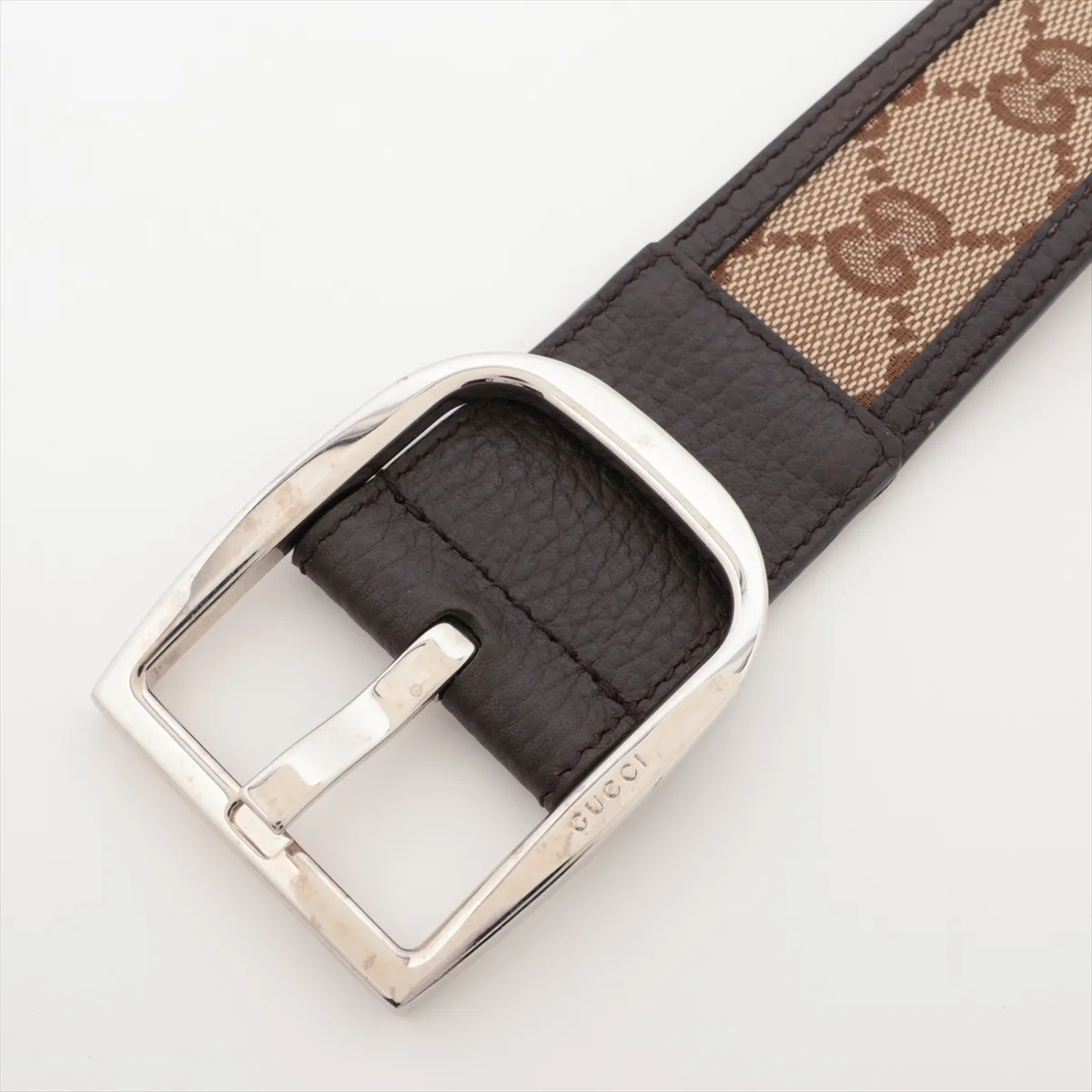 449716 GG Canvas Belt 100 Canvas x Leather Brown x Beige — view 2