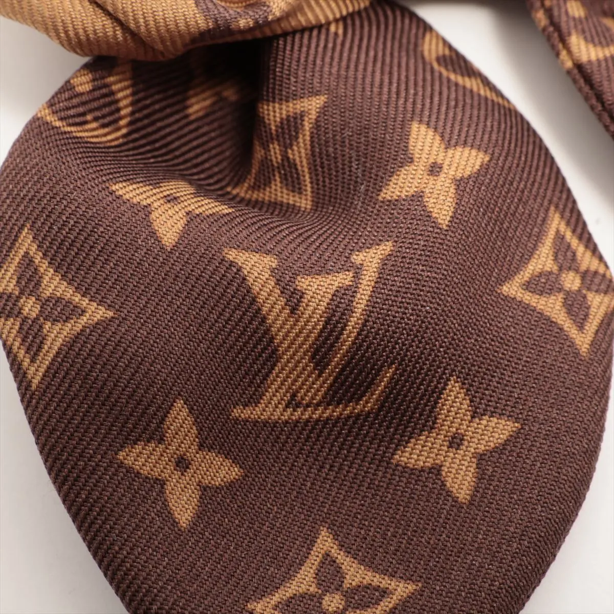 x Takashi Murakami M96067 Cherry Blossom Scrunchie Fabric Brown. Shows wear, — view 3
