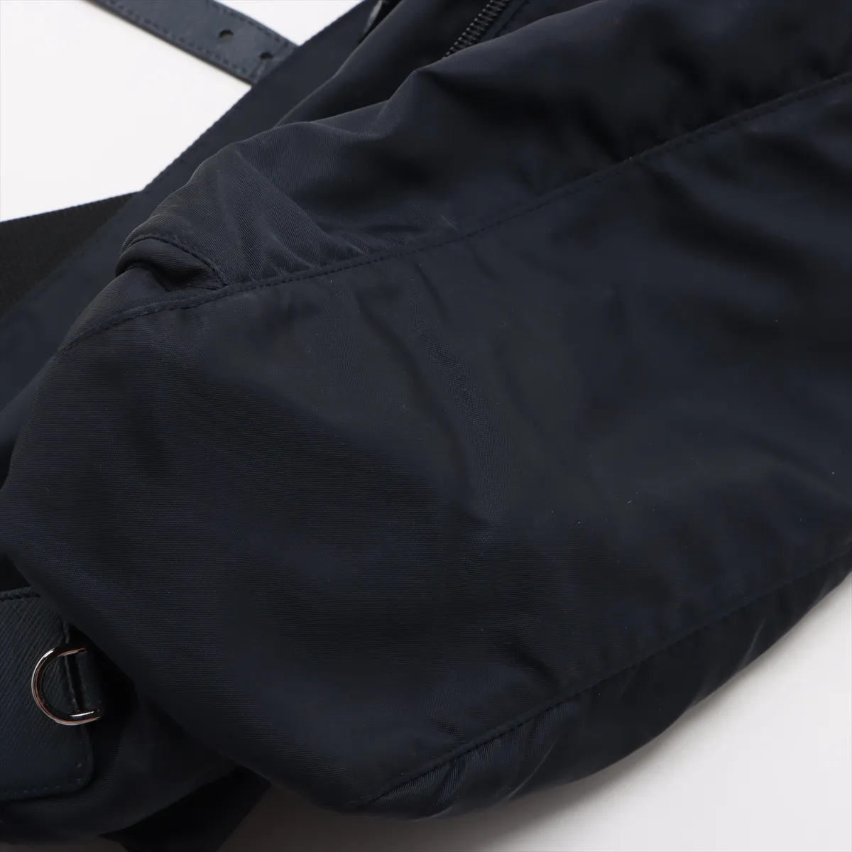Tessuto Nylon x Leather Shoulder Bag Navy — view 12