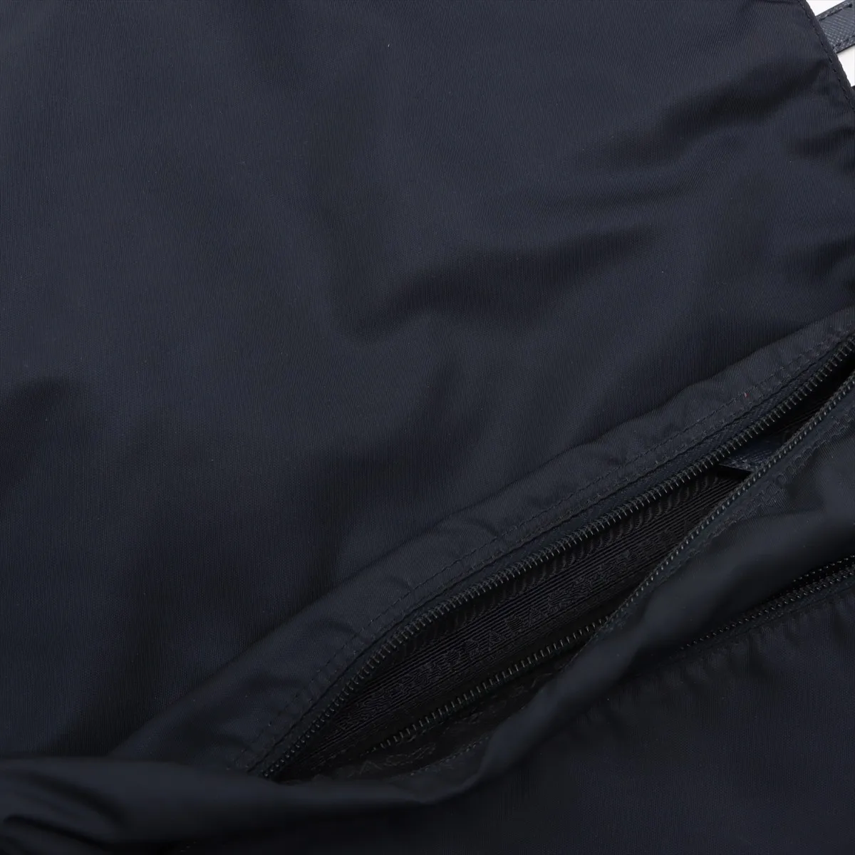 Tessuto Nylon x Leather Shoulder Bag Navy — view 14