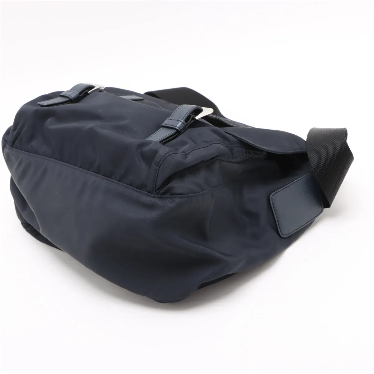 Tessuto Nylon x Leather Shoulder Bag Navy — view 3
