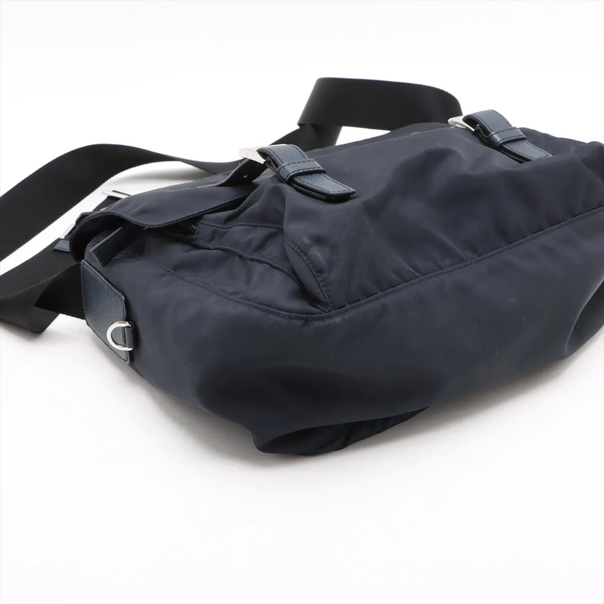 Tessuto Nylon x Leather Shoulder Bag Navy — view 4