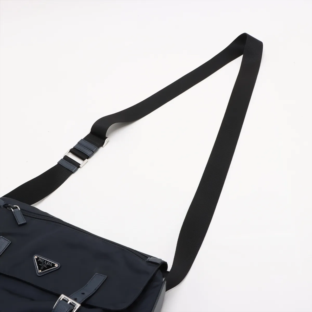 Tessuto Nylon x Leather Shoulder Bag Navy — view 5