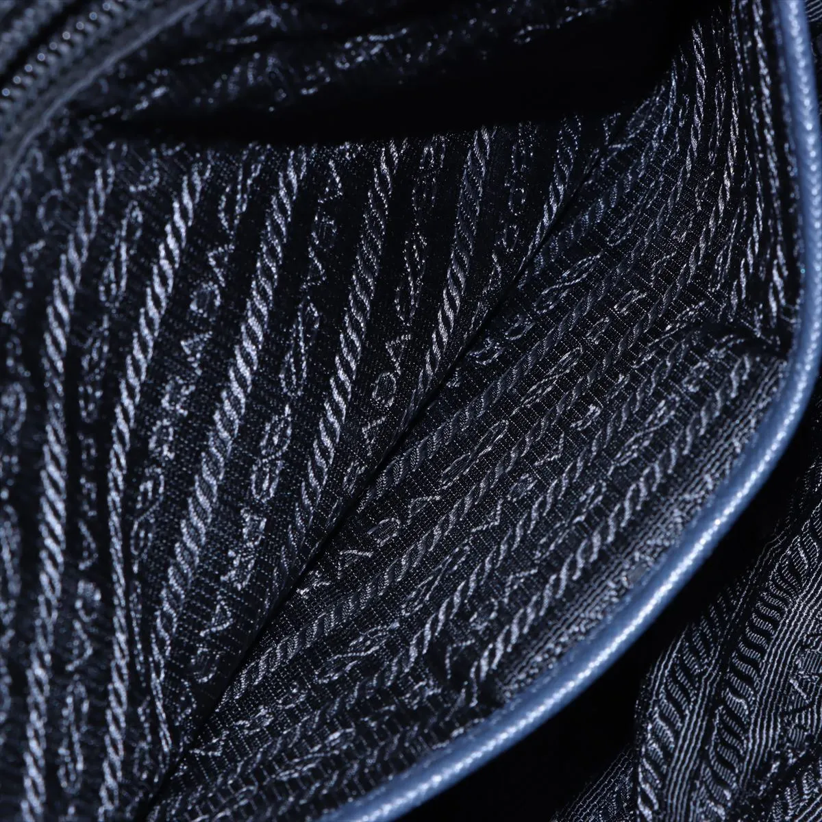 Tessuto Nylon x Leather Shoulder Bag Navy — view 7