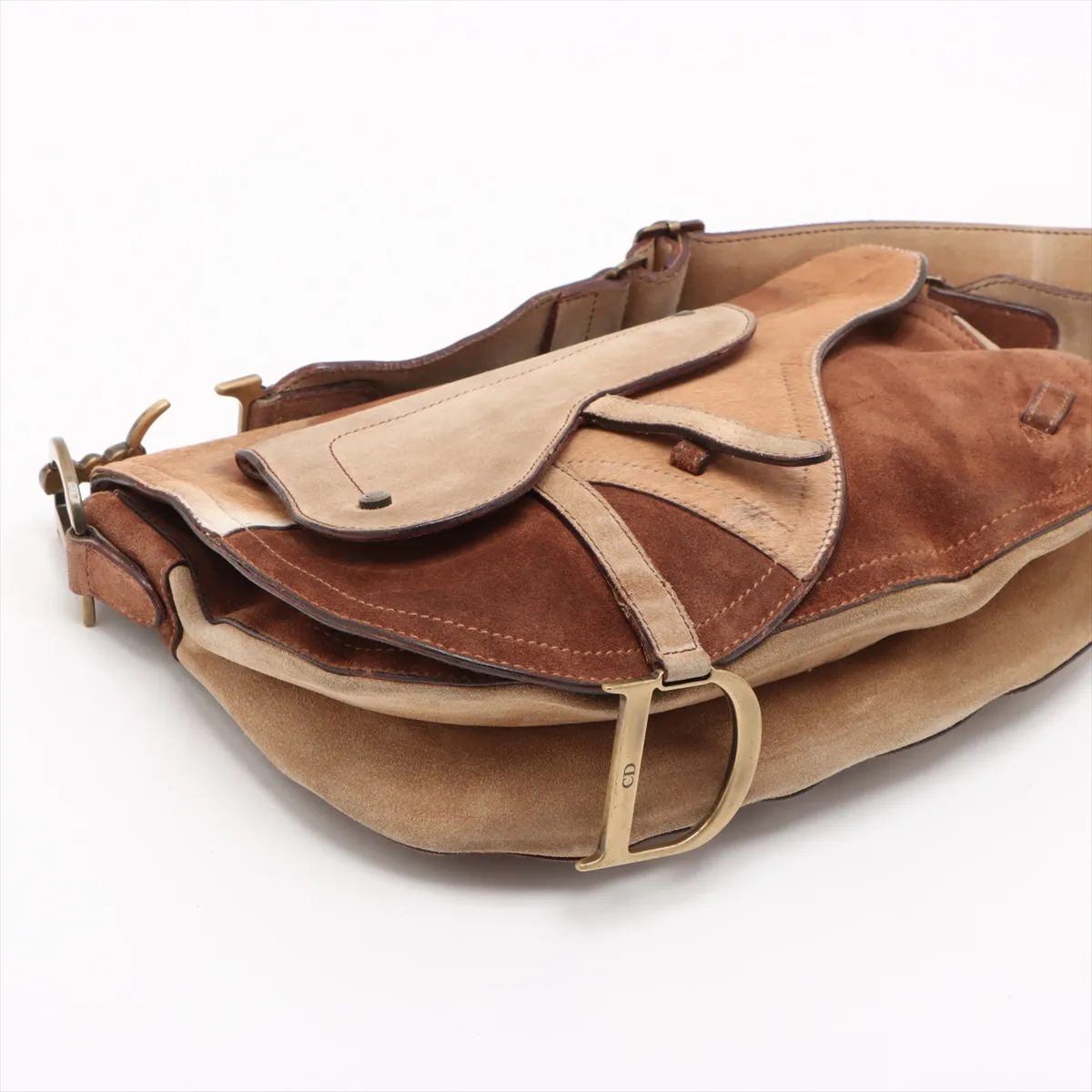 Saddle Bag Haraco x Suede Shoulder Bag Beige x Brown — view 4