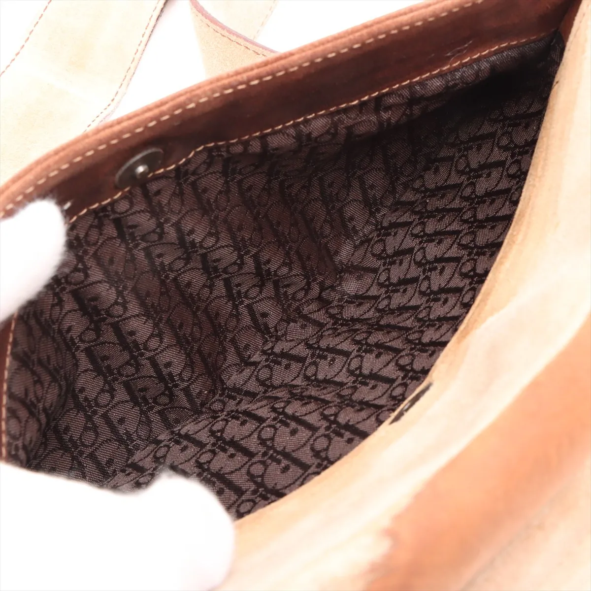 Saddle Bag Haraco x Suede Shoulder Bag Beige x Brown — view 8