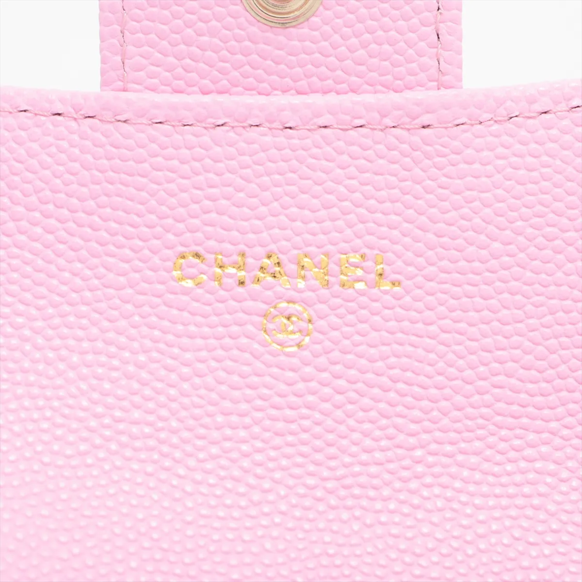 Matelasse caviar skin card case pink gold hardware PUU5JJGG — view 6