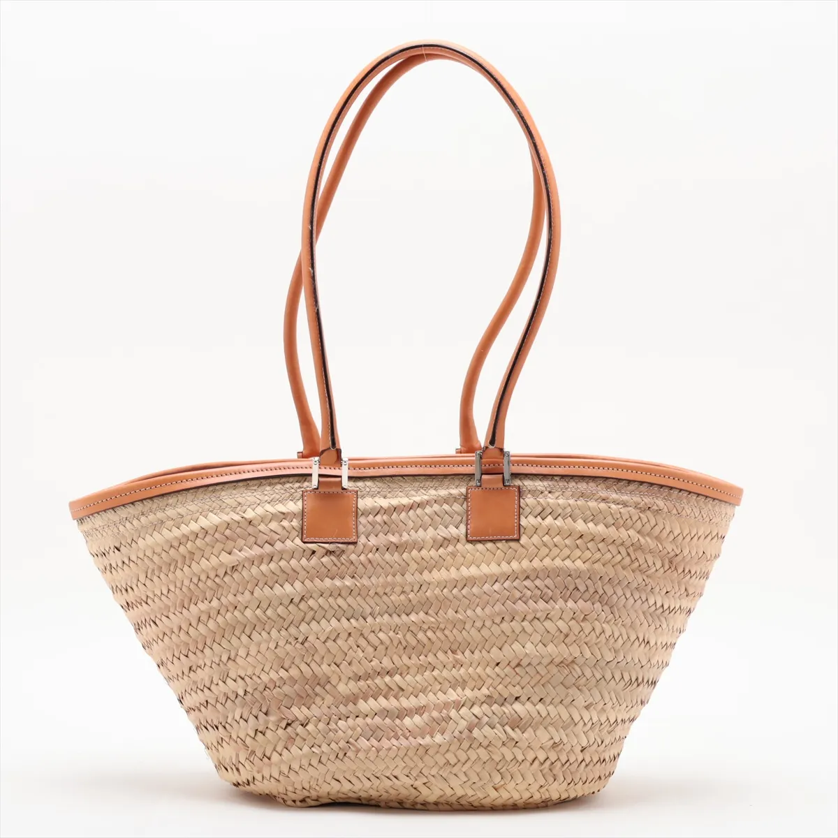 Basket Medium Raffia x Leather Basket Bag Beige x Brown — view 2