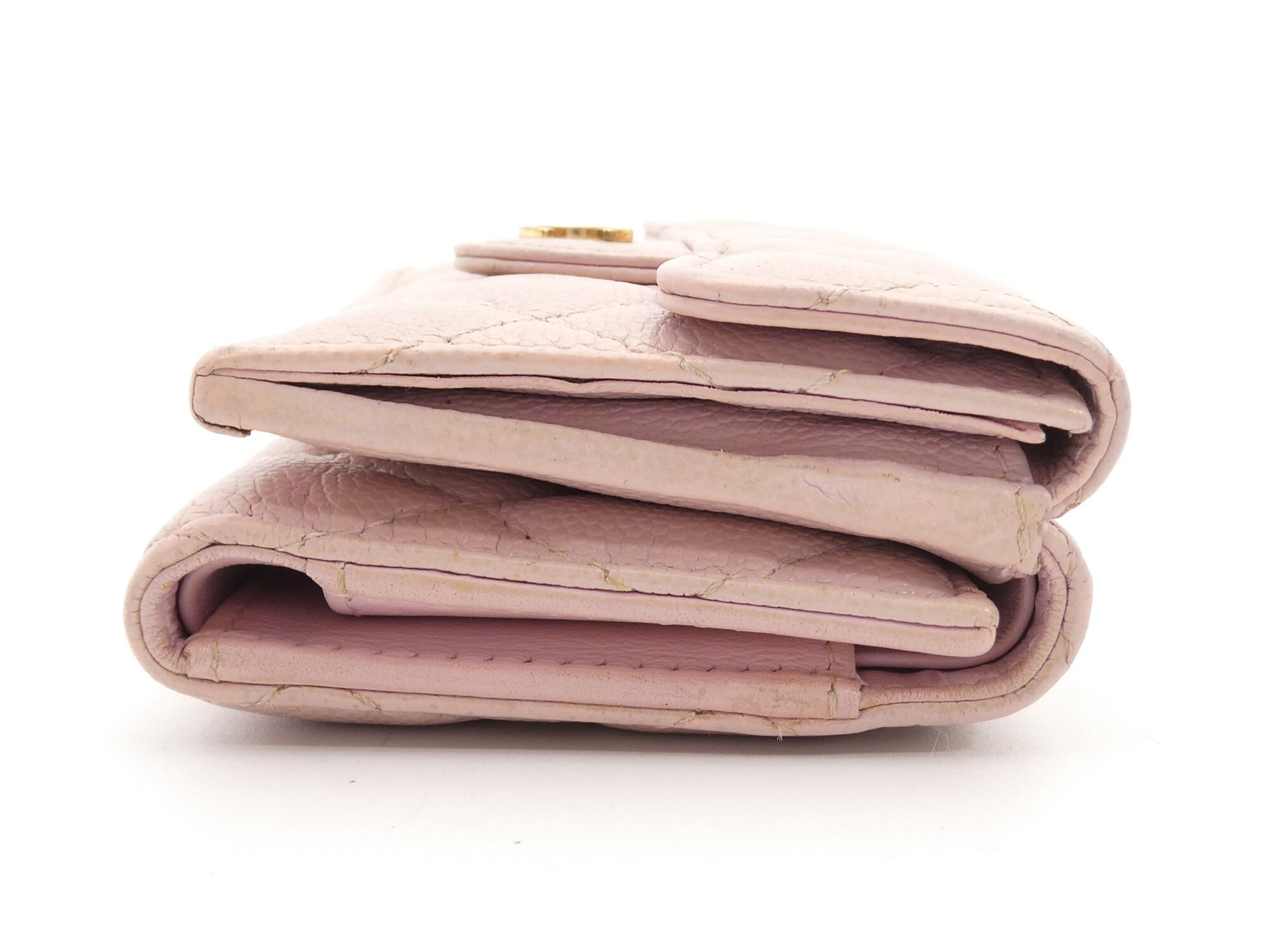 Matelassé Coco Mark Caviar Skin Tri-fold Wallet — view 3