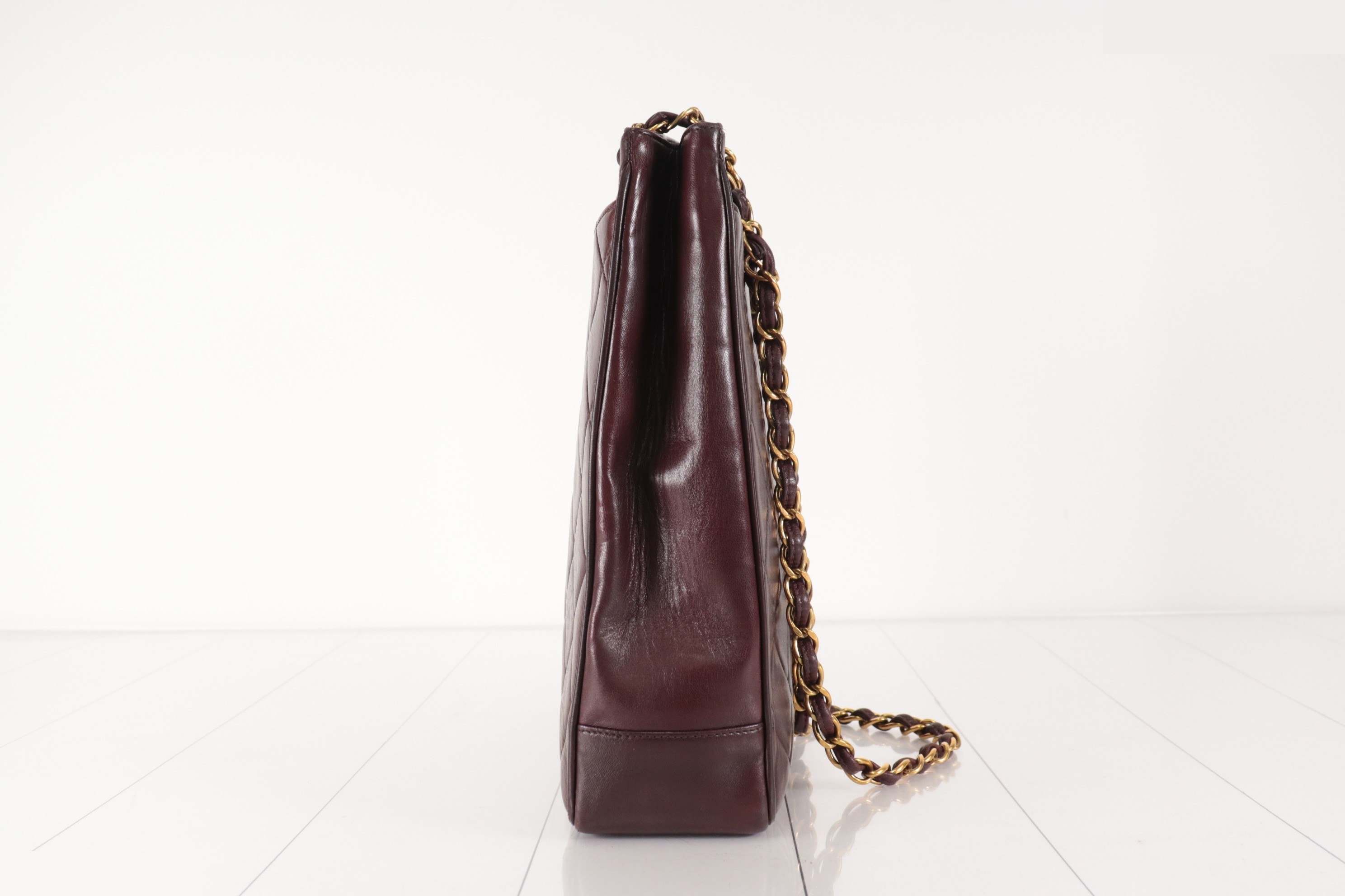 Turnlock Lamb Chain Tote, Brown, Unit #2 — view 5