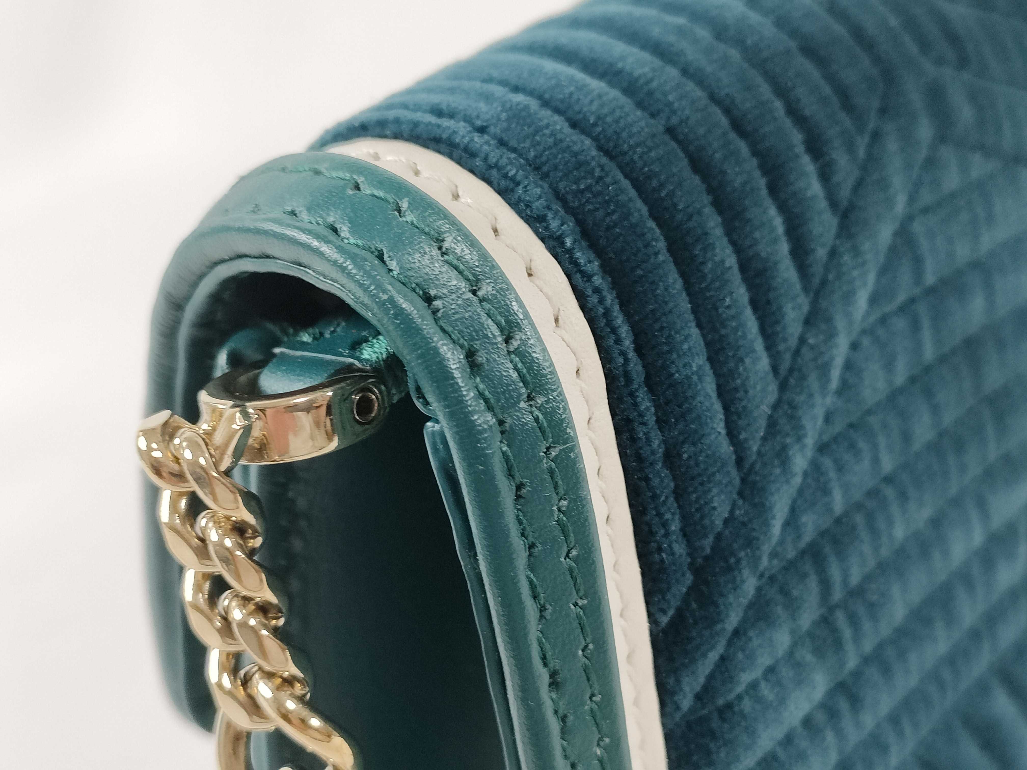 Serpenti Quilted Chain Shoulder Bag, Blue-Green x Ivory — view 15