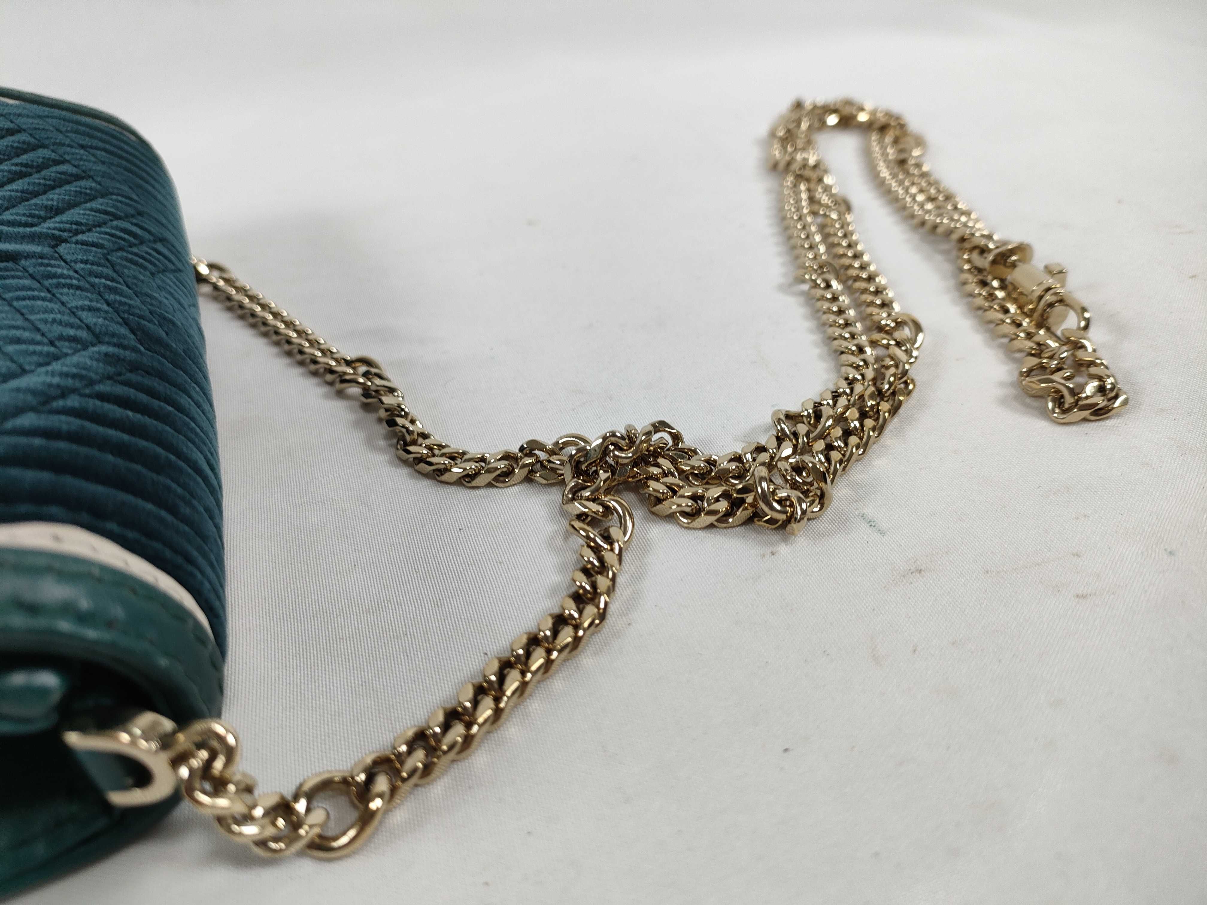 Serpenti Quilted Chain Shoulder Bag, Blue-Green x Ivory — view 3