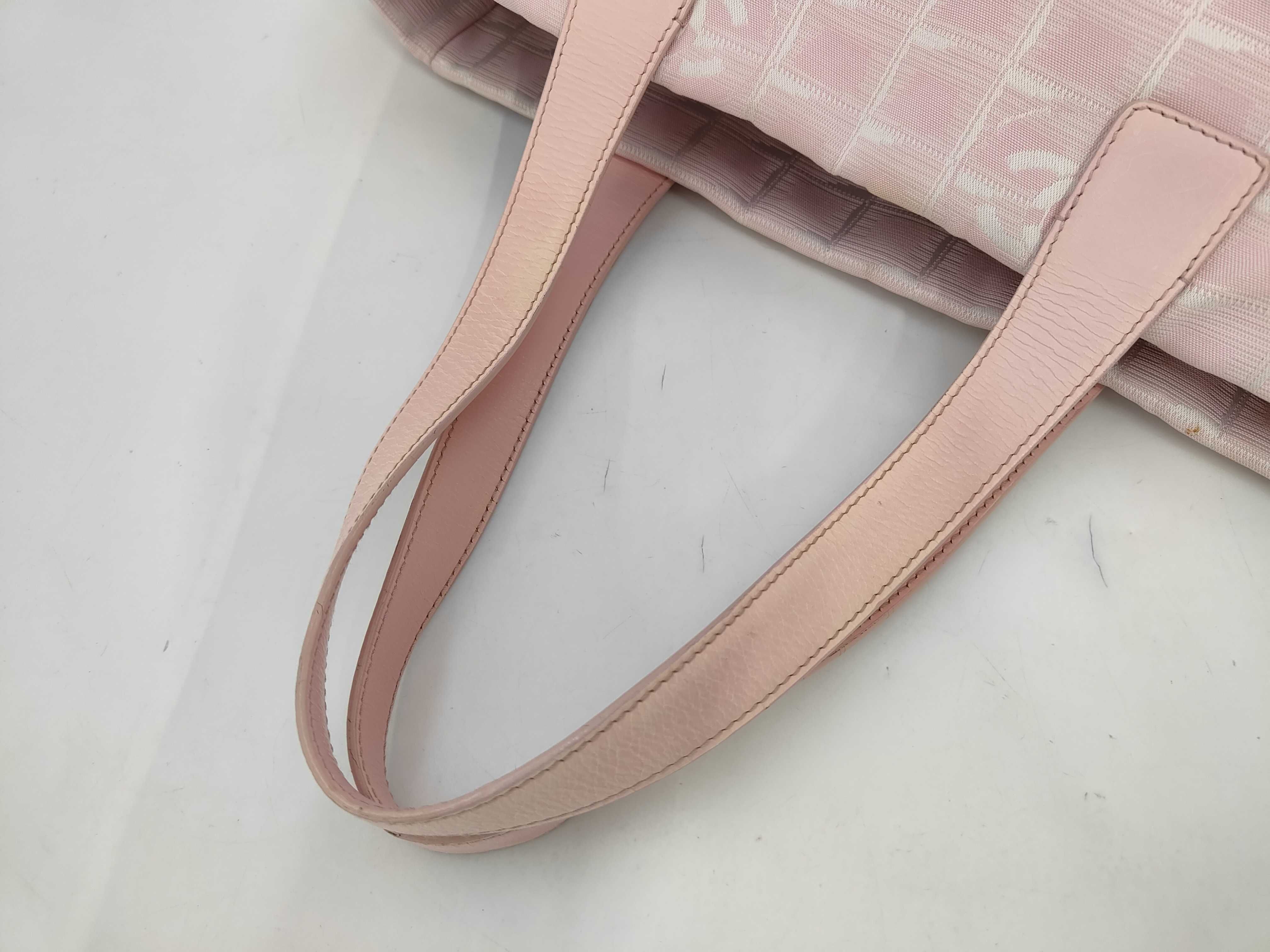 New Travel Line Nylon Handbag, Pink, Silver Hardware, Tote Bag — view 3