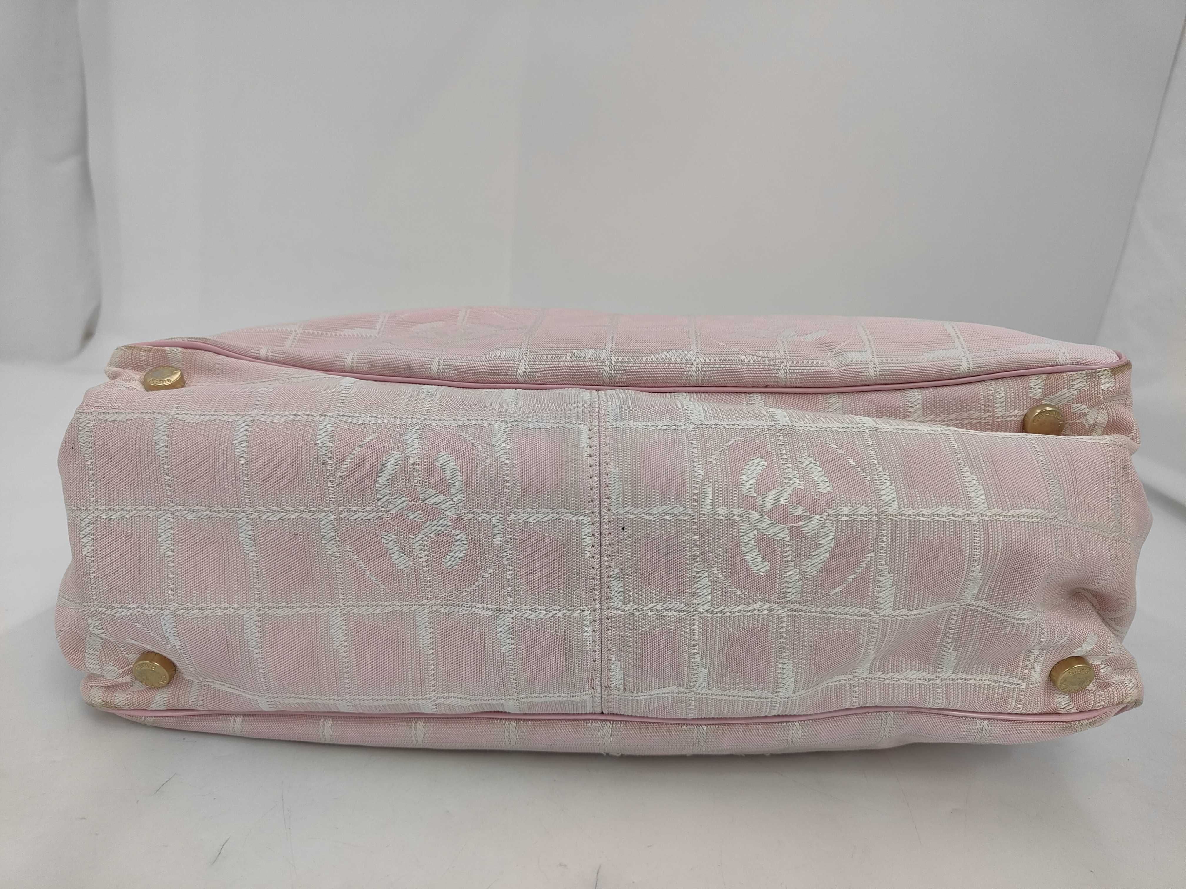 New Travel Line Nylon Handbag, Pink, Silver Hardware, Tote Bag — view 7