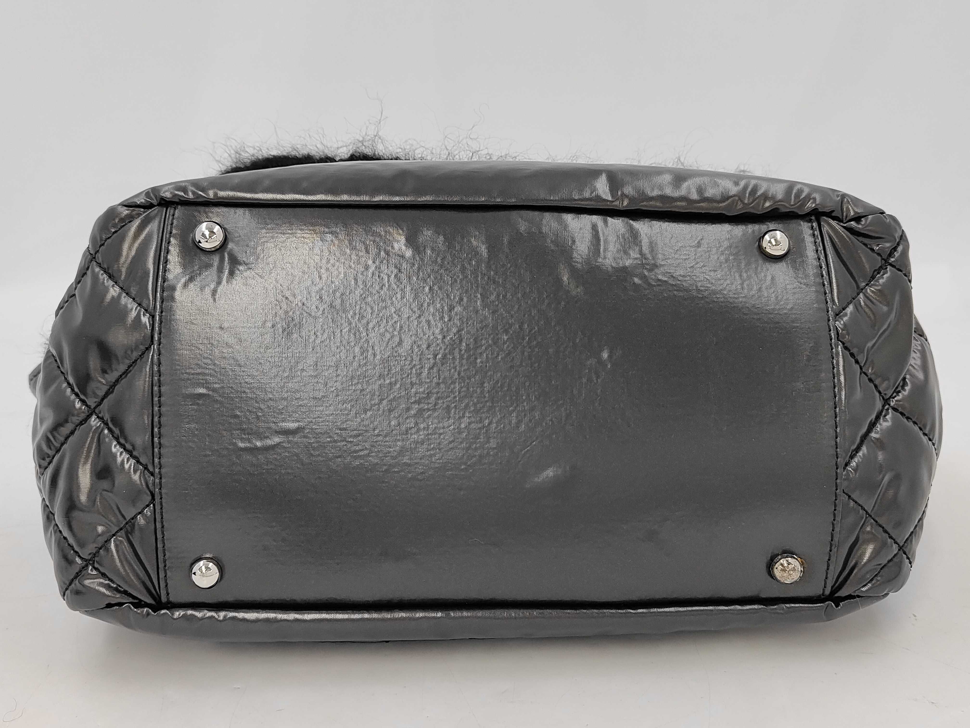 Large Coco Chain Boston Fur Nylon Black SS Shoulder Bag — view 6