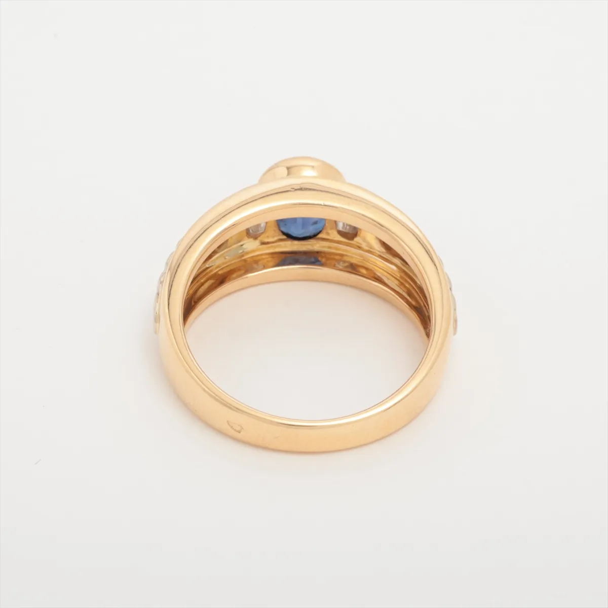 Sapphire and Diamond Ring, Metal Purity Unknown (Hallmark), 7.3g, B5521F10. Minor chips on stone, — view 2