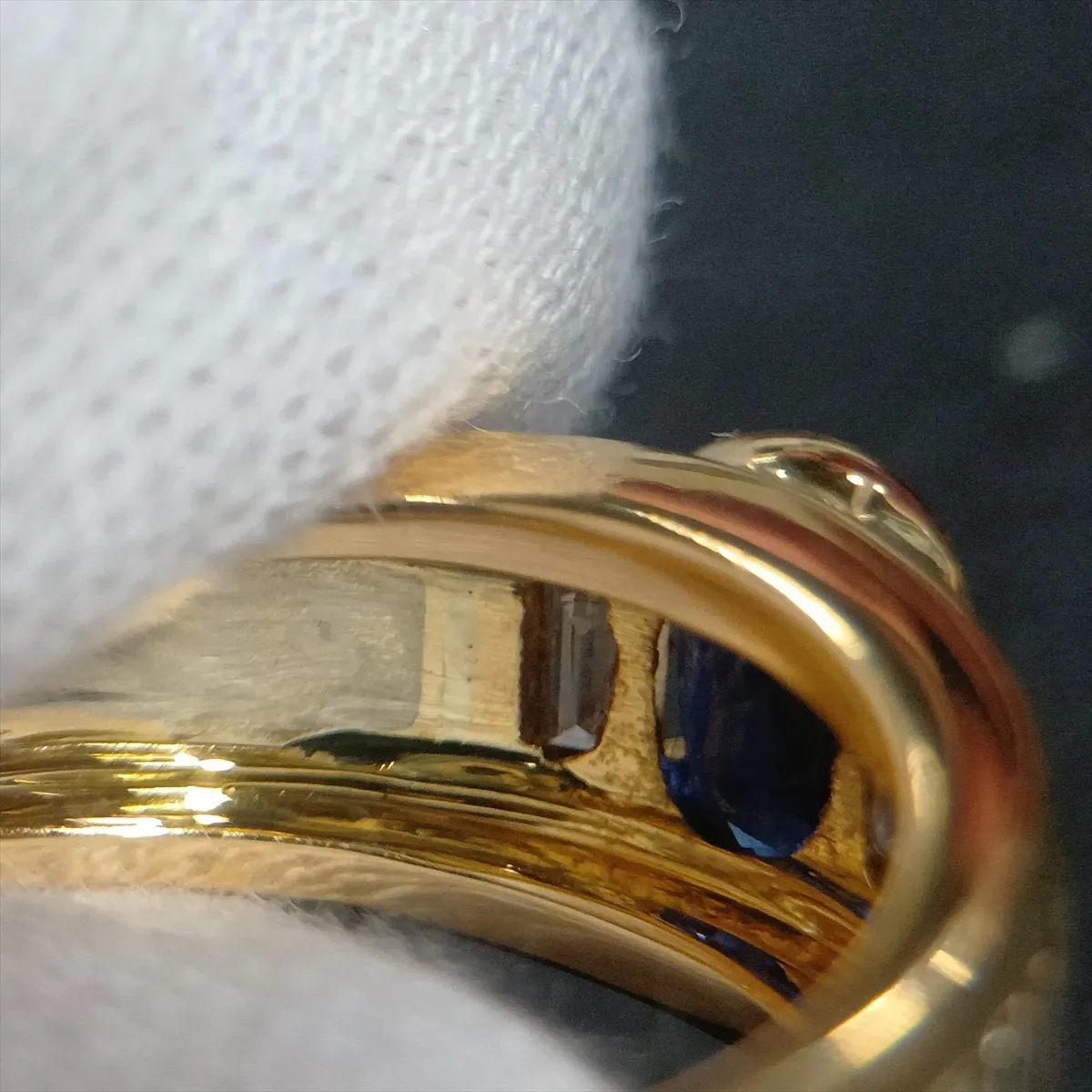 Sapphire and Diamond Ring, Metal Purity Unknown (Hallmark), 7.3g, B5521F10. Minor chips on stone, — view 4