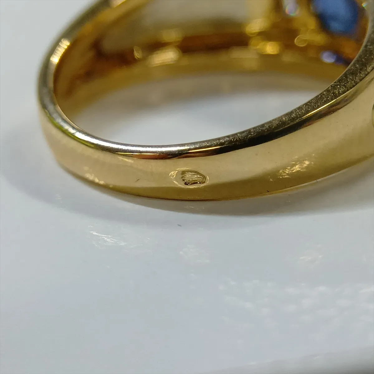 Sapphire and Diamond Ring, Metal Purity Unknown (Hallmark), 7.3g, B5521F10. Minor chips on stone, — view 5