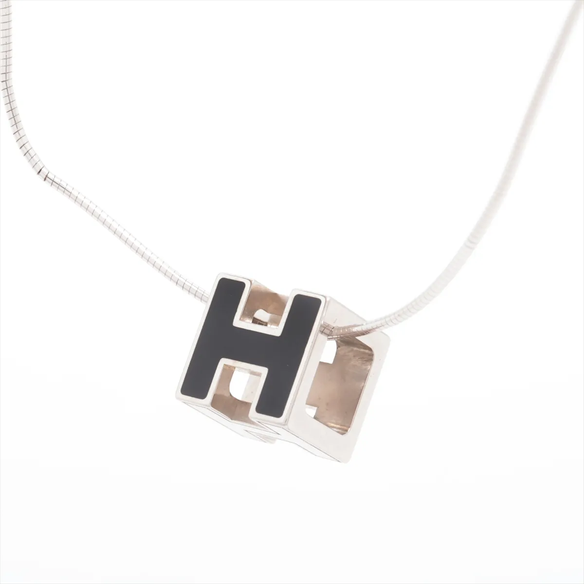 Cage d'H H-Cube Necklace, Metal, Silver x Black,