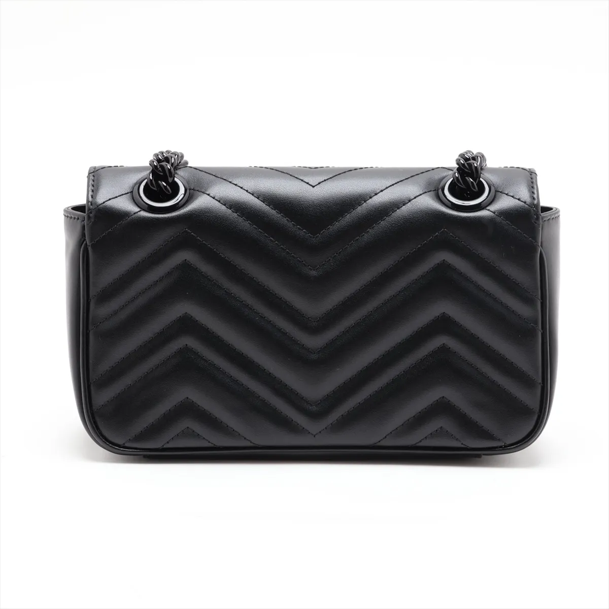 GG Marmont 446744 Leather Chain Shoulder Bag, Black — view 2