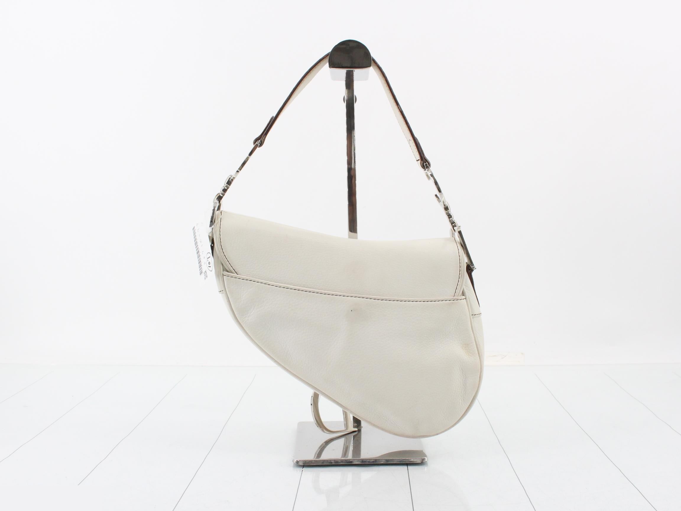 Saddlebag, Leather, One-Shoulder Bag, White — view 2