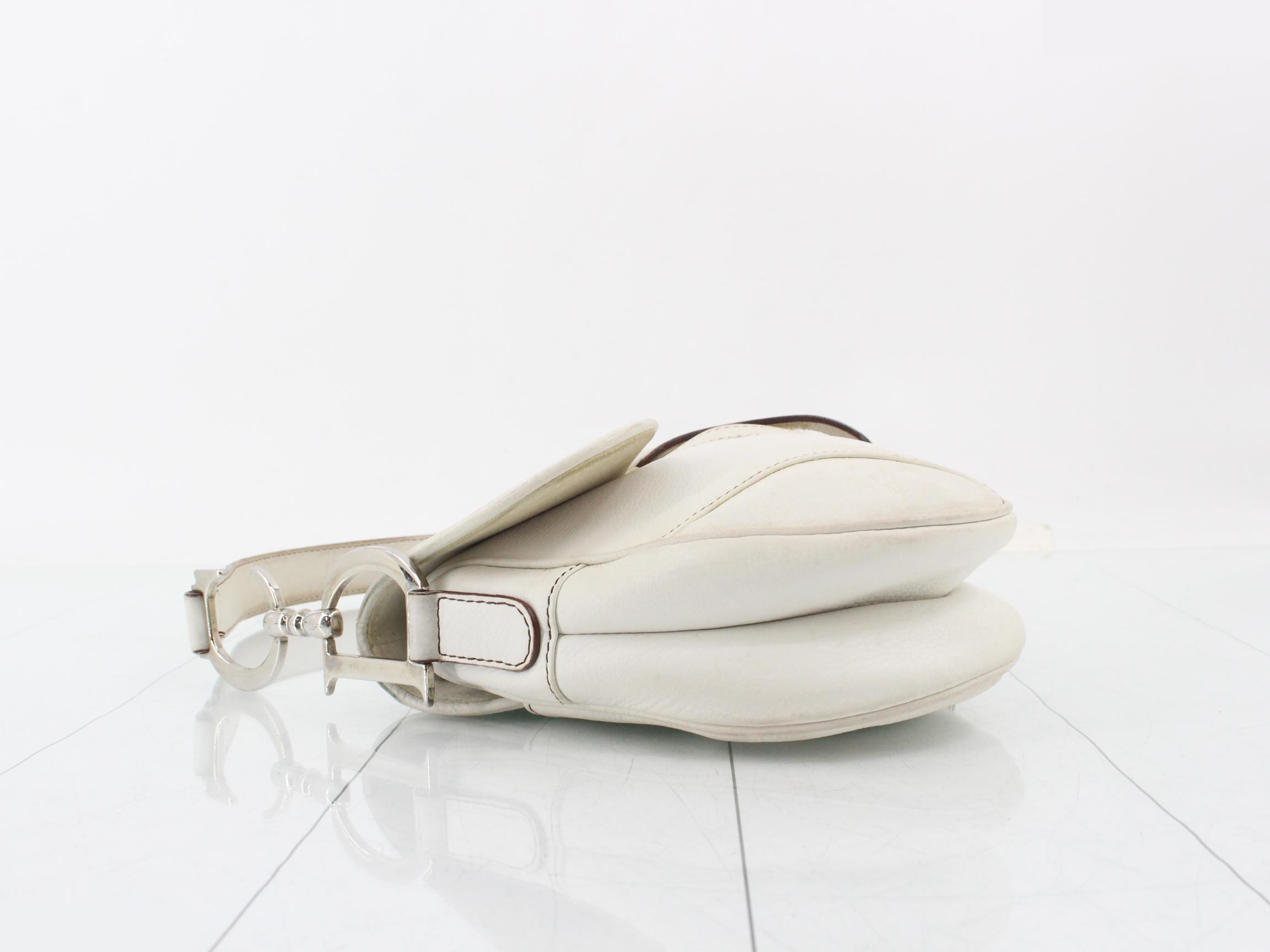 Saddlebag, Leather, One-Shoulder Bag, White — view 4