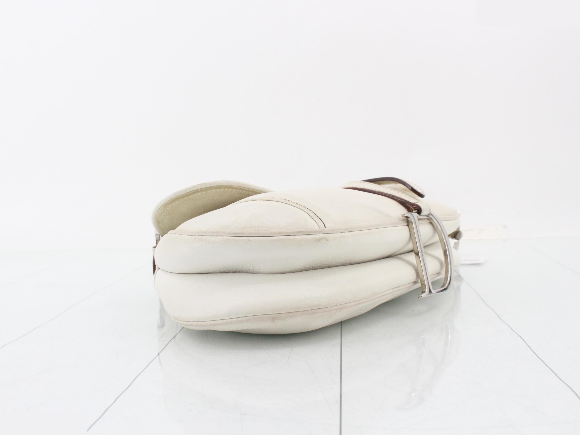 Saddlebag, Leather, One-Shoulder Bag, White — view 5