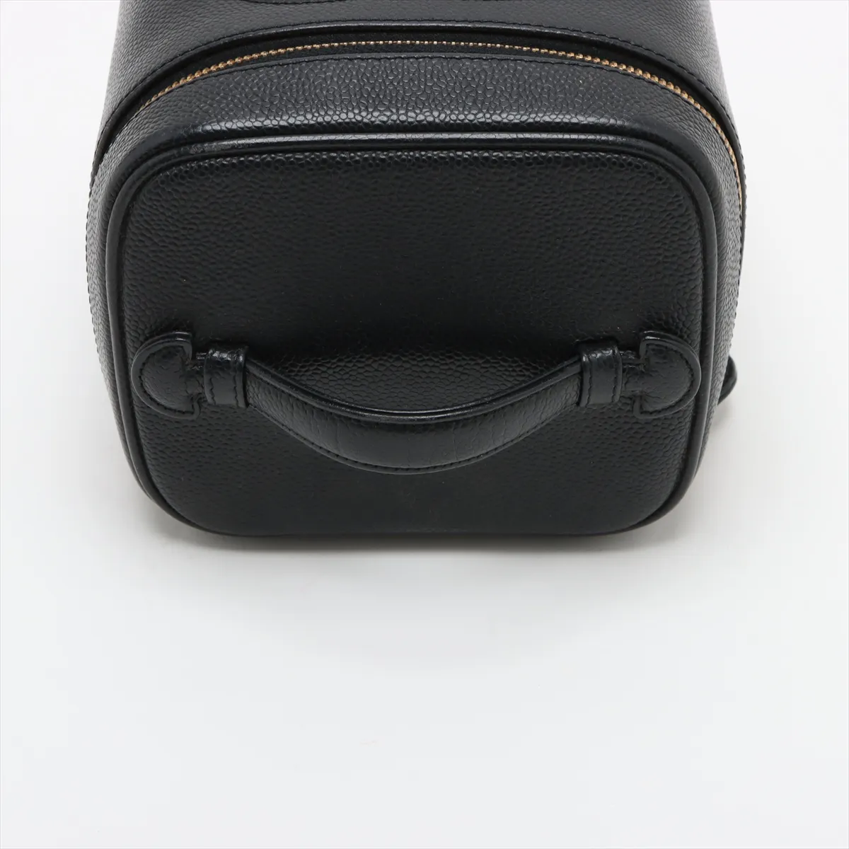Cocomark caviar skin vanity bag black gold hardware — view 5