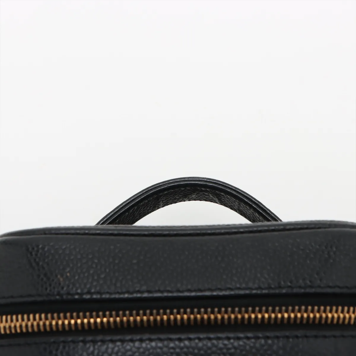Cocomark caviar skin vanity bag black gold hardware — view 6
