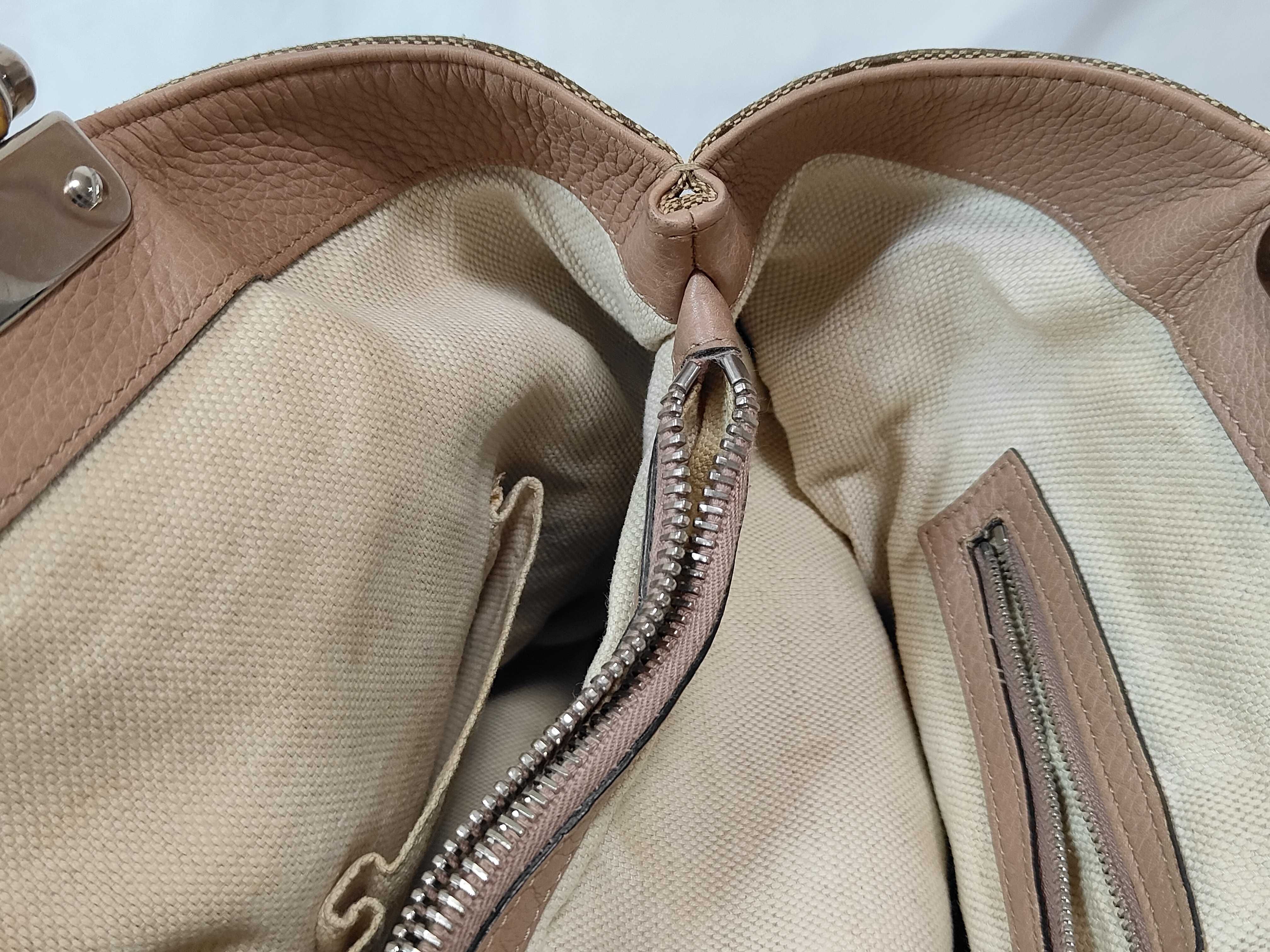 GG Canvas Bamboo Woven Handle Tote Bag Pink 232947 Tote Bag — view 8