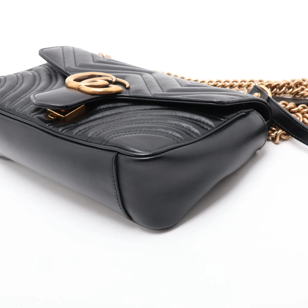 GG Marmont Leather Chain Shoulder Bag, Black, 443497 — view 3