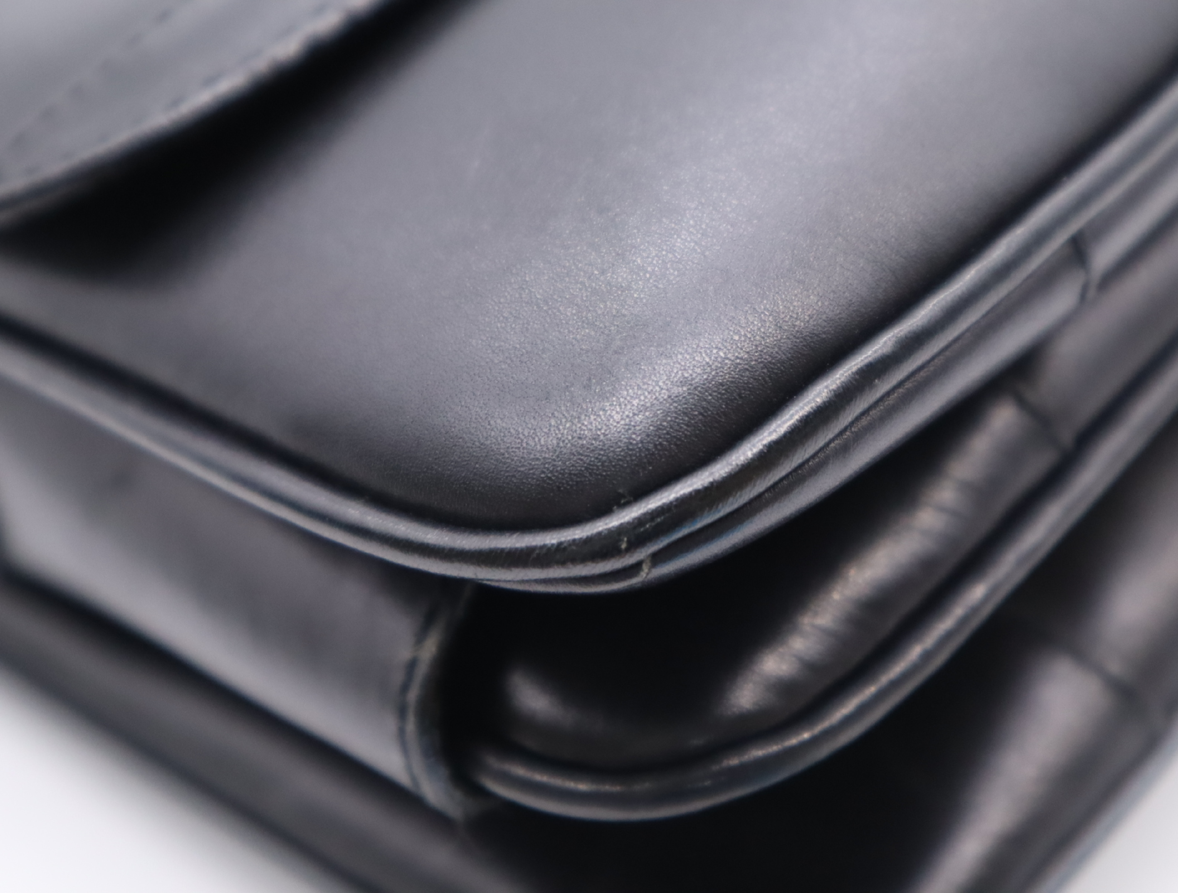 Leather Shoulder Bag, Black with Gold Hardware — view 6