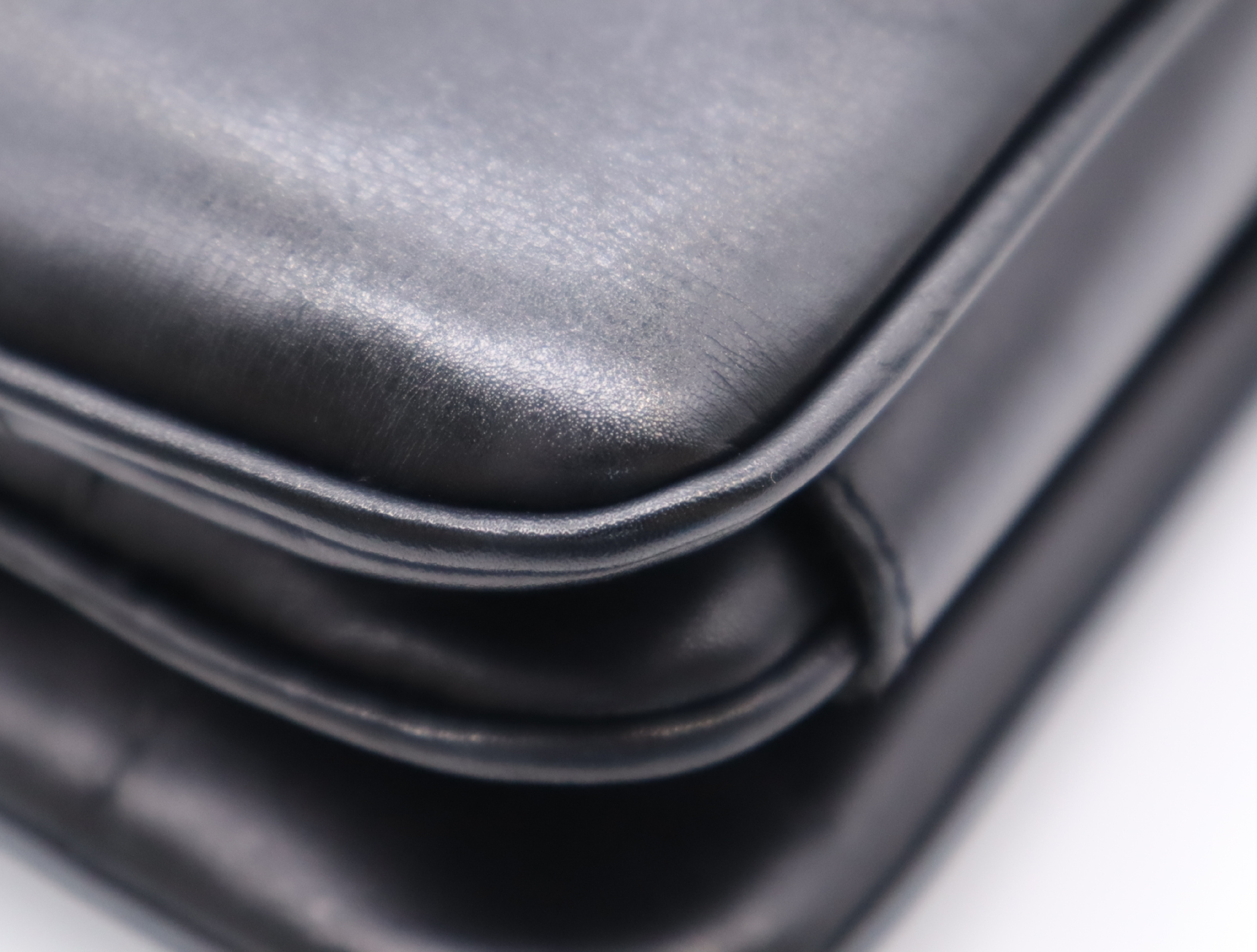 Leather Shoulder Bag, Black with Gold Hardware — view 7