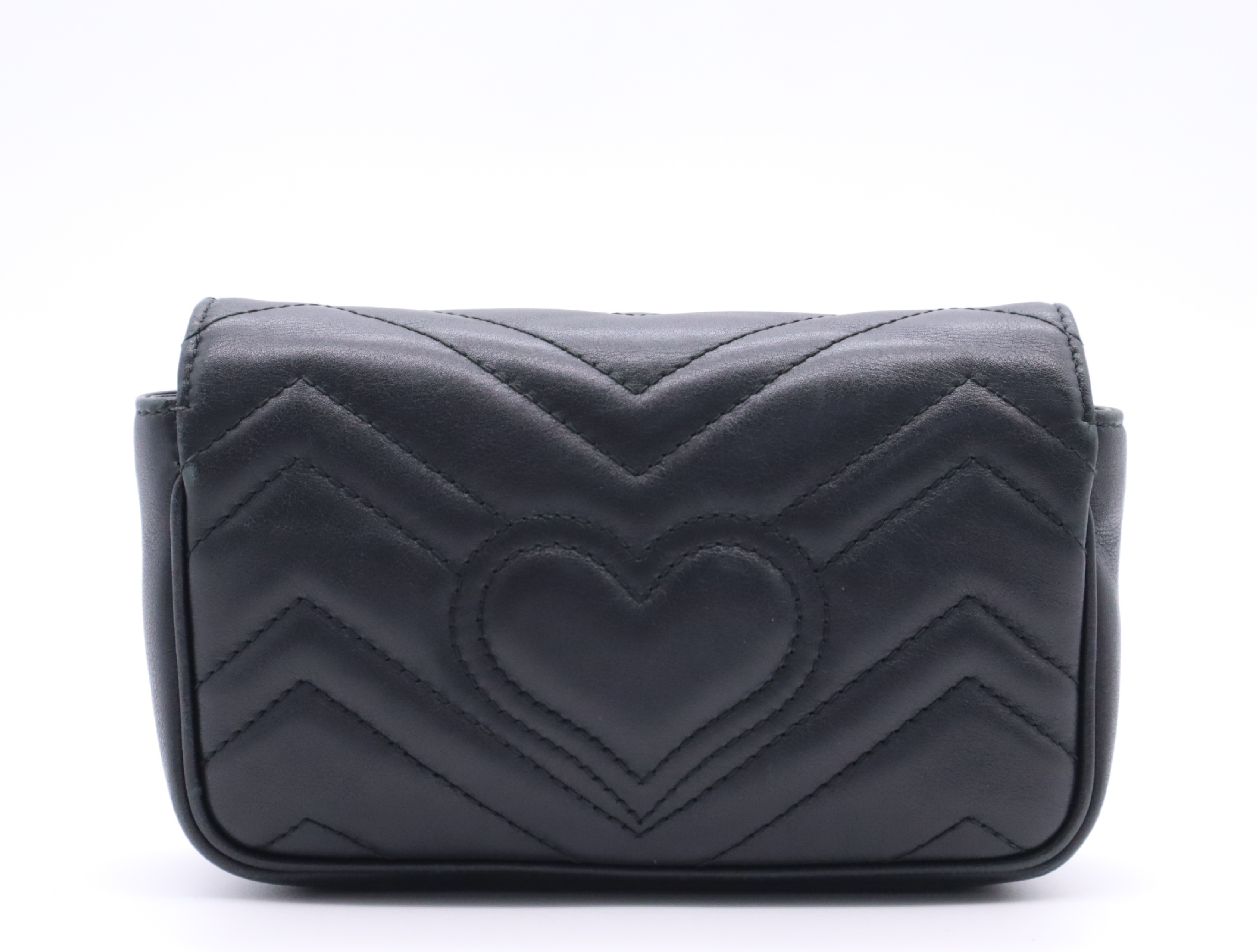 476433 Leather GG Marmont Quilted Super Mini Bag, Black with Gold Hardware, Comes with Dust Bag and Box, Shoulder Bag — view 2