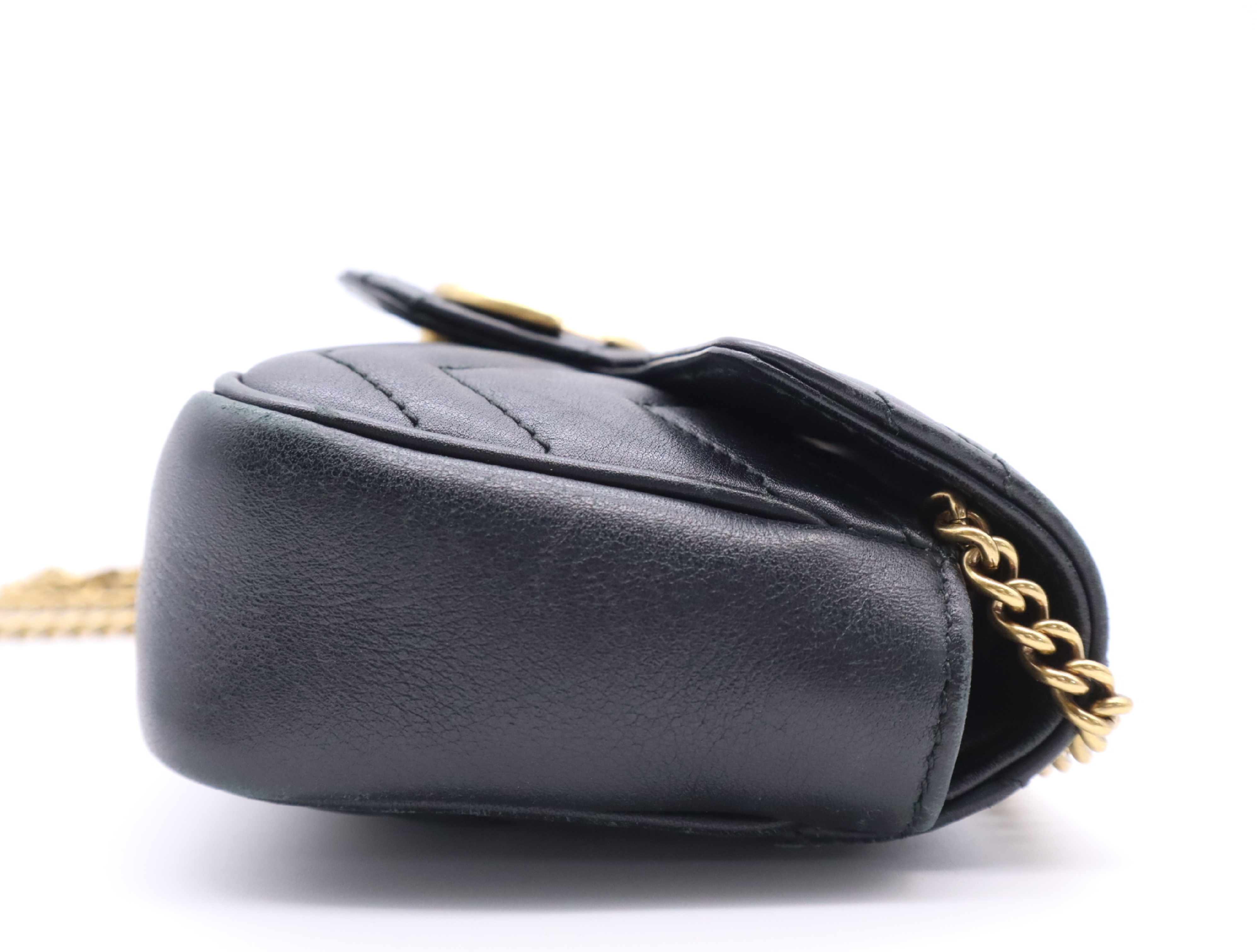 476433 Leather GG Marmont Quilted Super Mini Bag, Black with Gold Hardware, Comes with Dust Bag and Box, Shoulder Bag — view 5