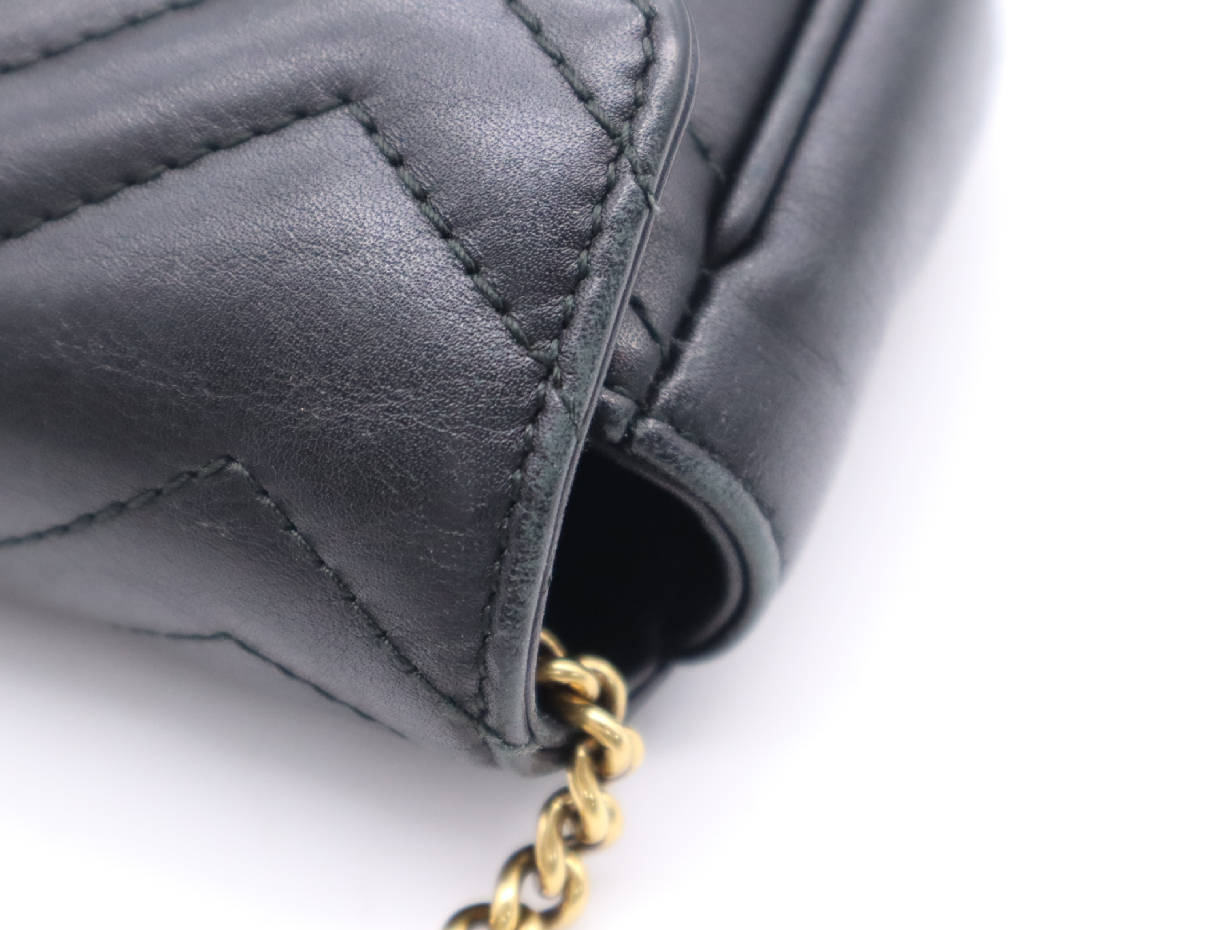 476433 Leather GG Marmont Quilted Super Mini Bag, Black with Gold Hardware, Comes with Dust Bag and Box, Shoulder Bag — view 9