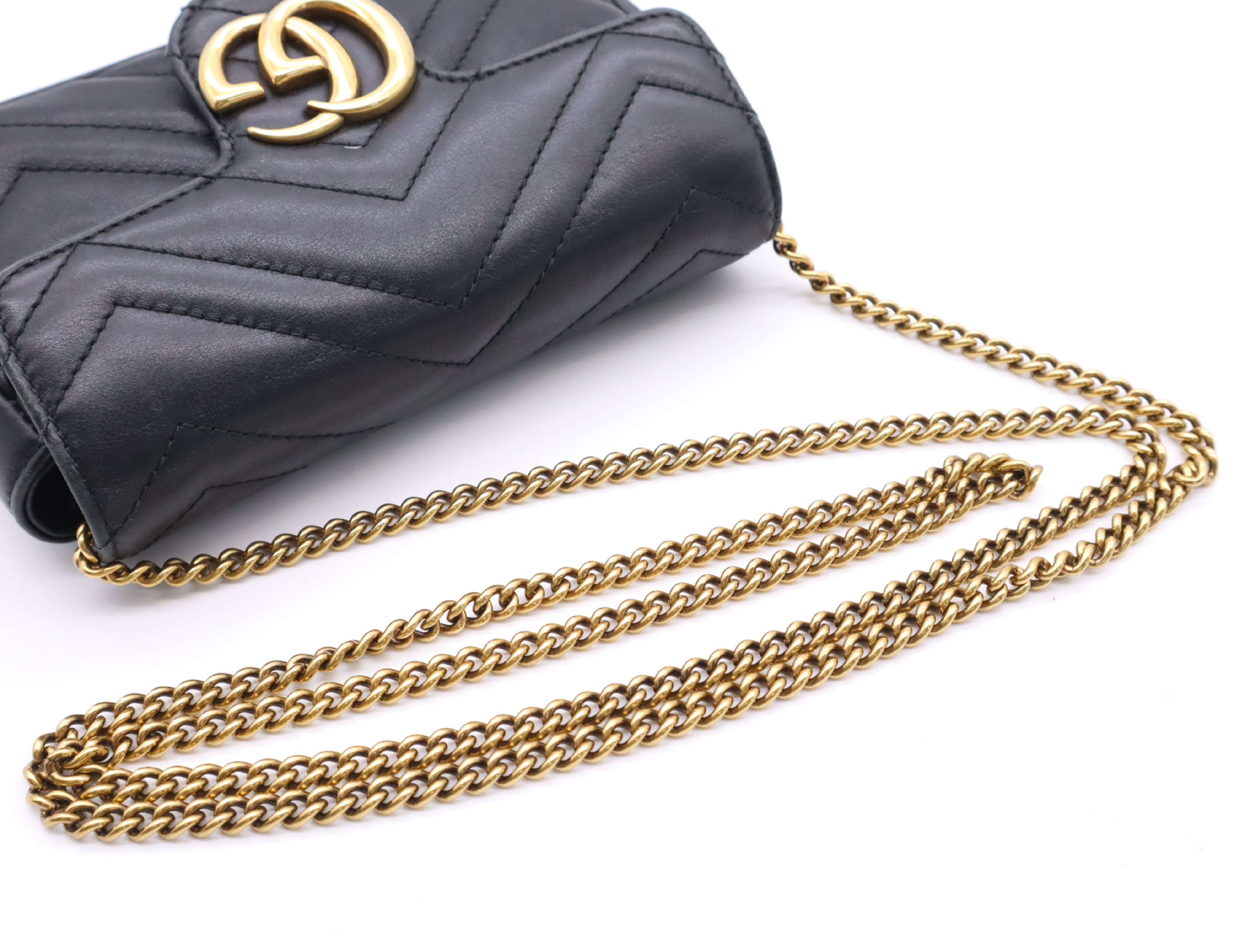 476433 Leather GG Marmont Quilted Super Mini Bag, Black with Gold Hardware, Comes with Dust Bag and Box, Shoulder Bag — view 10
