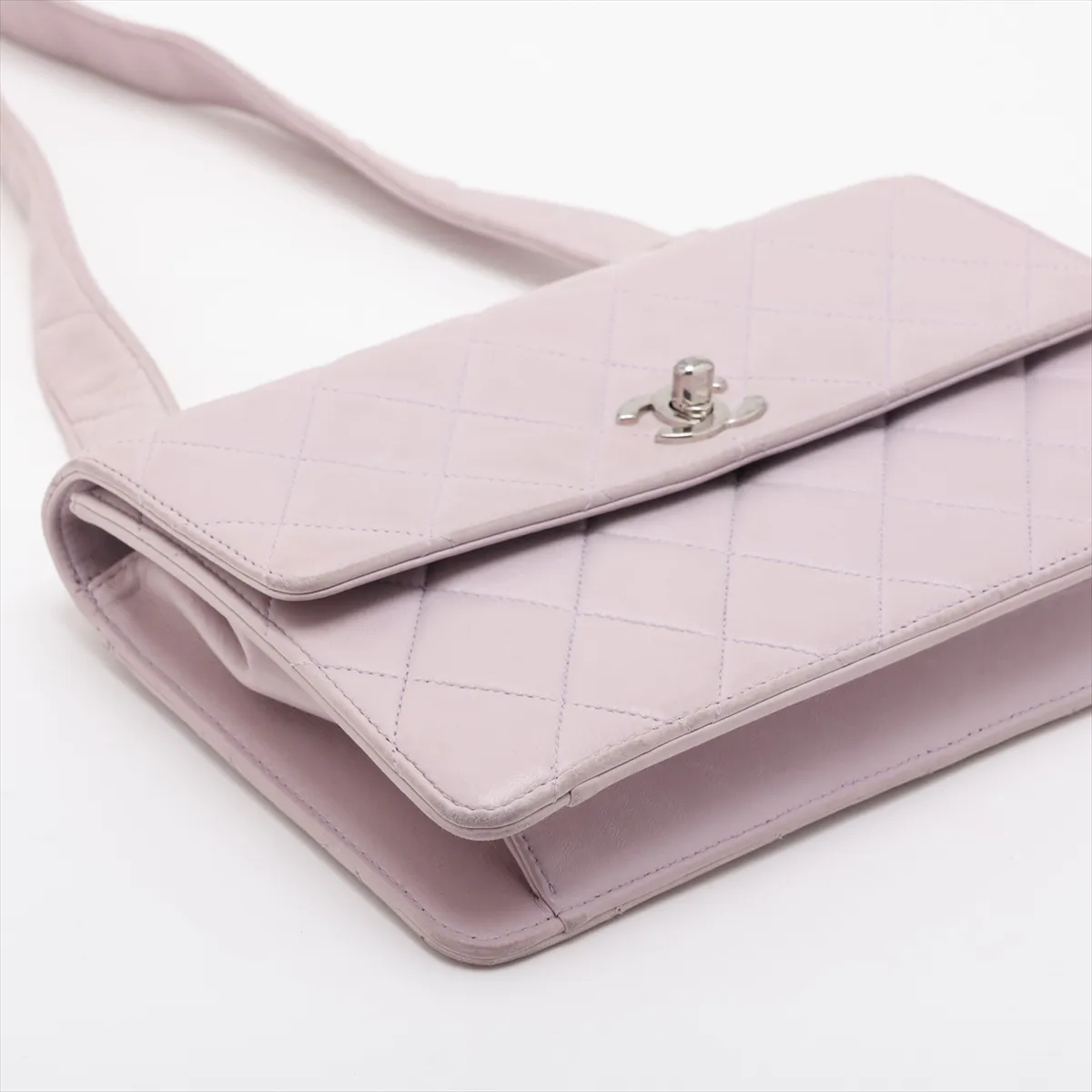 Matelassé Lambskin Shoulder Bag, Purple, Silver Hardware, 4827411, Series 4 — view 4