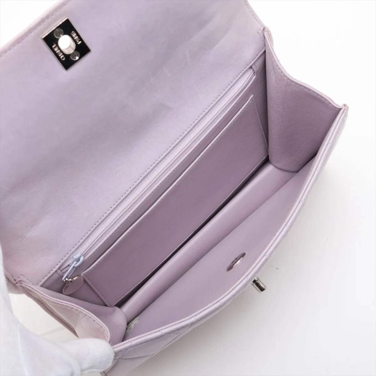 Matelassé Lambskin Shoulder Bag, Purple, Silver Hardware, 4827411, Series 4 — view 6