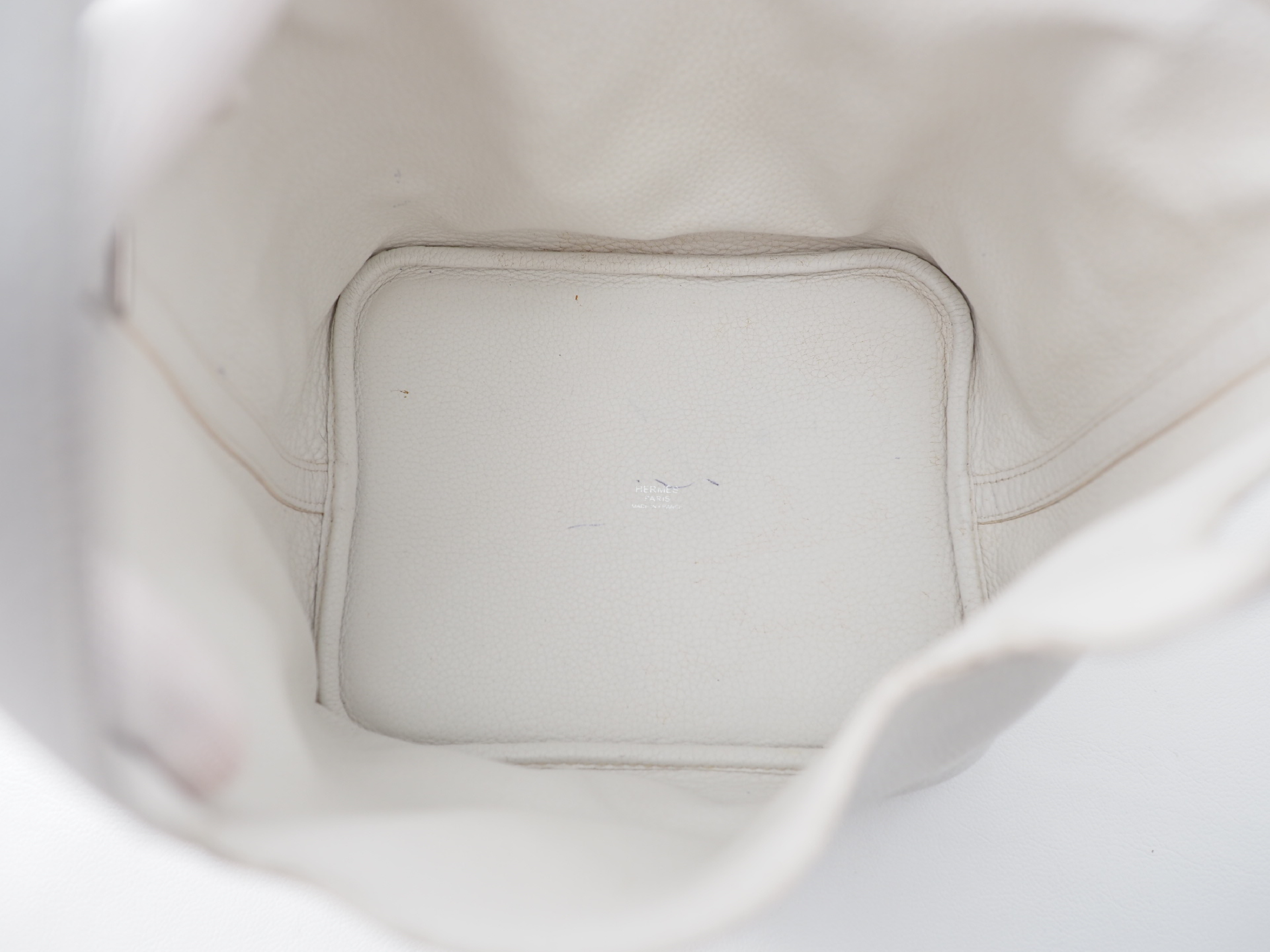 Picotin MM White All Leather Handbag with Silver Hardware — view 12