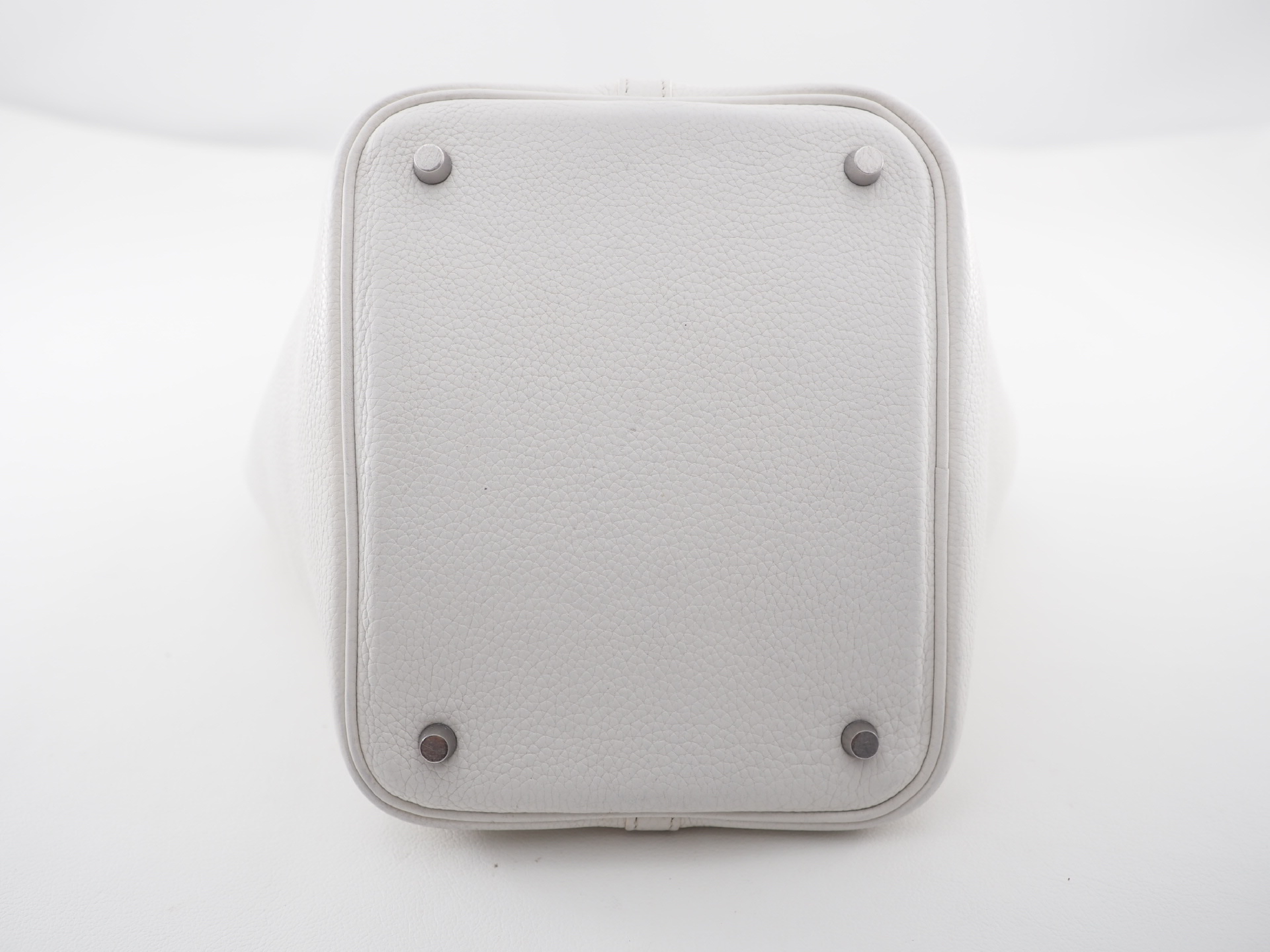 Picotin MM White All Leather Handbag with Silver Hardware — view 3