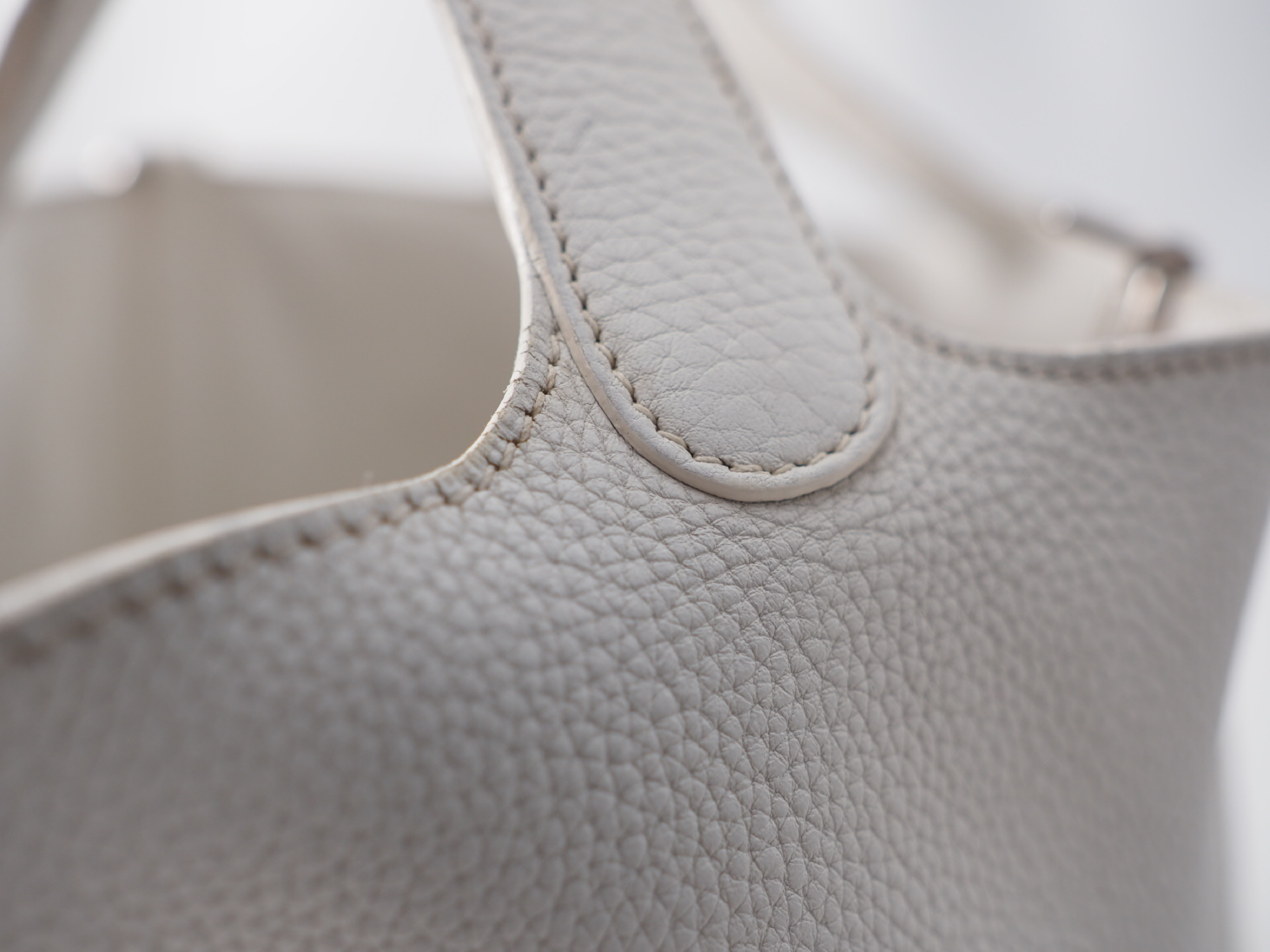 Picotin MM White All Leather Handbag with Silver Hardware — view 9