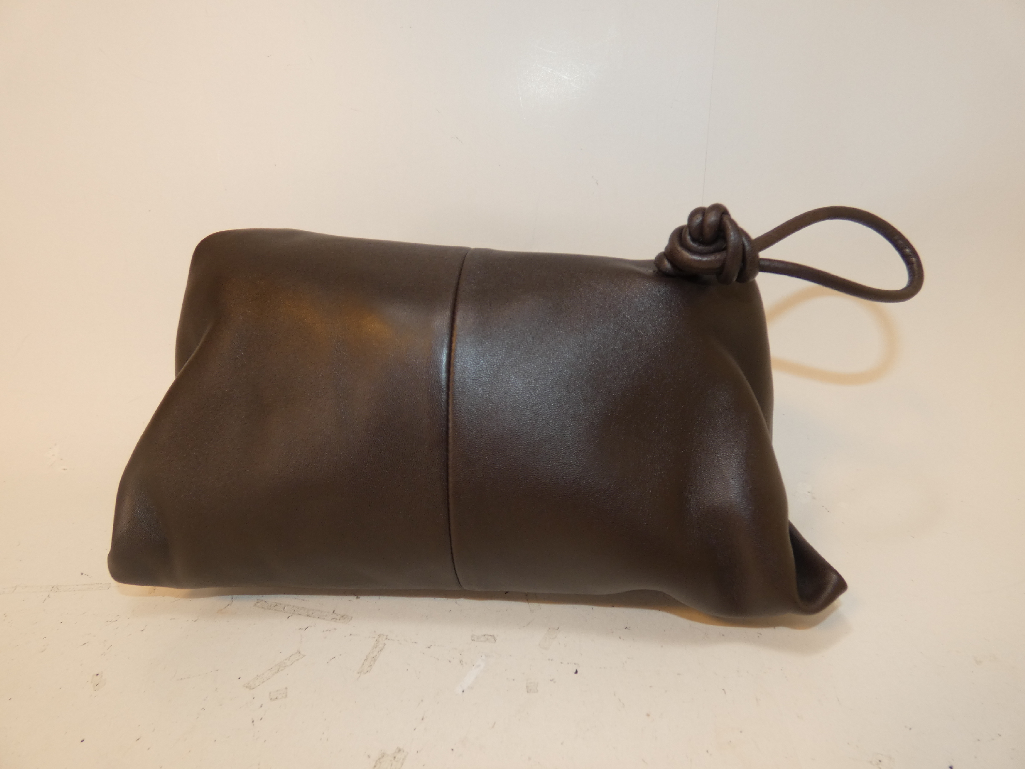 Triangle Leather Second Pouch Dark Brown Clutch Bag — view 2