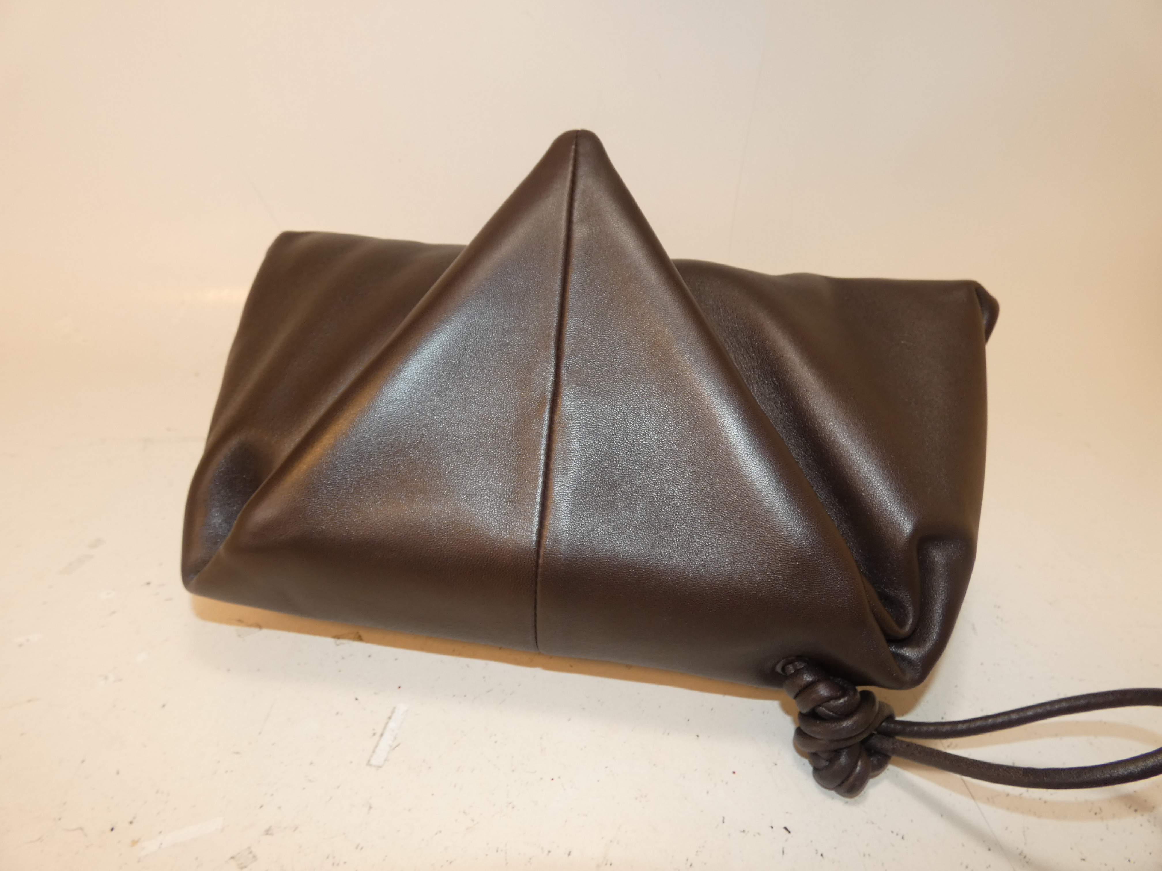 Triangle Leather Second Pouch Dark Brown Clutch Bag — view 3