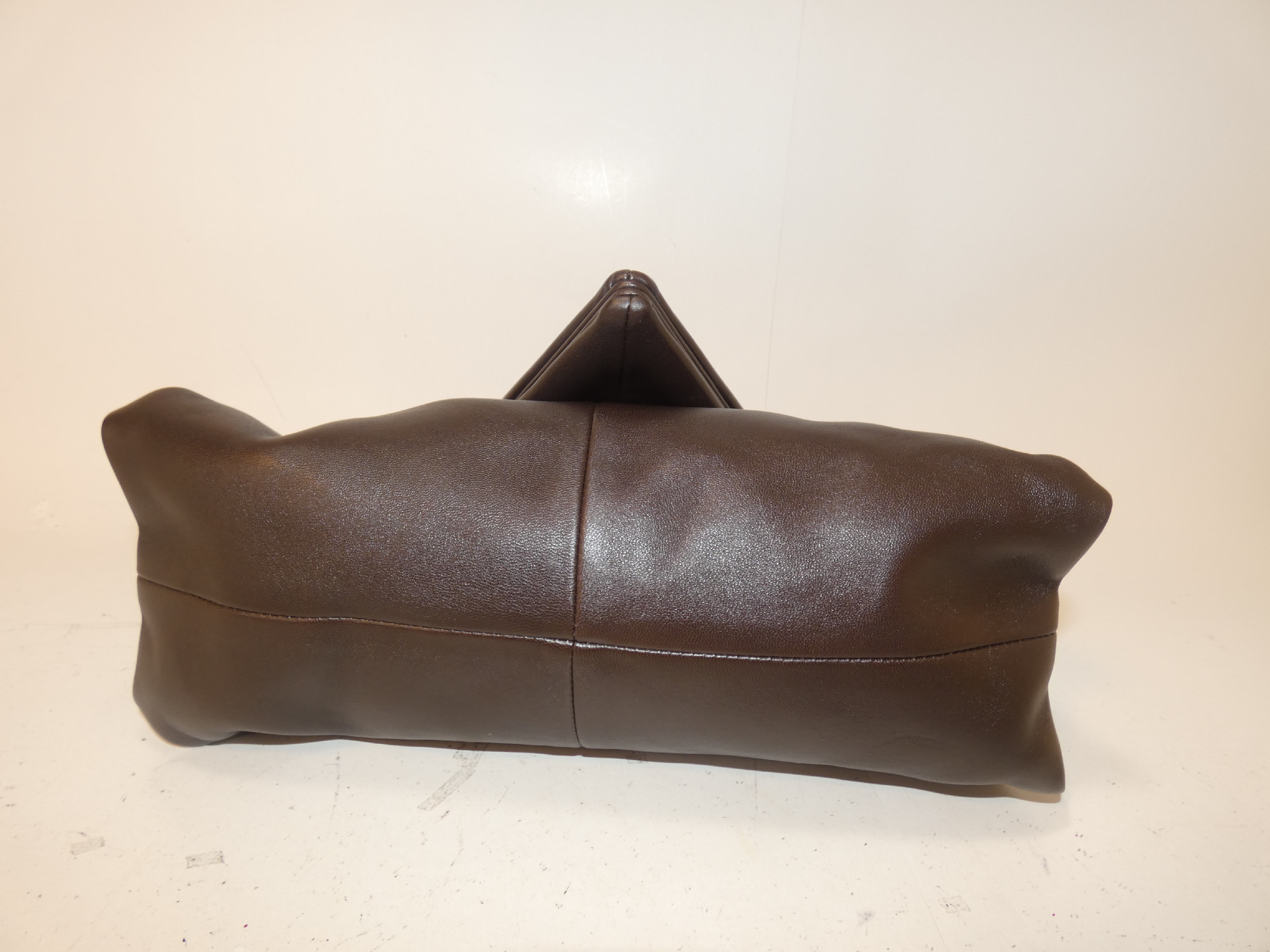 Triangle Leather Second Pouch Dark Brown Clutch Bag — view 5