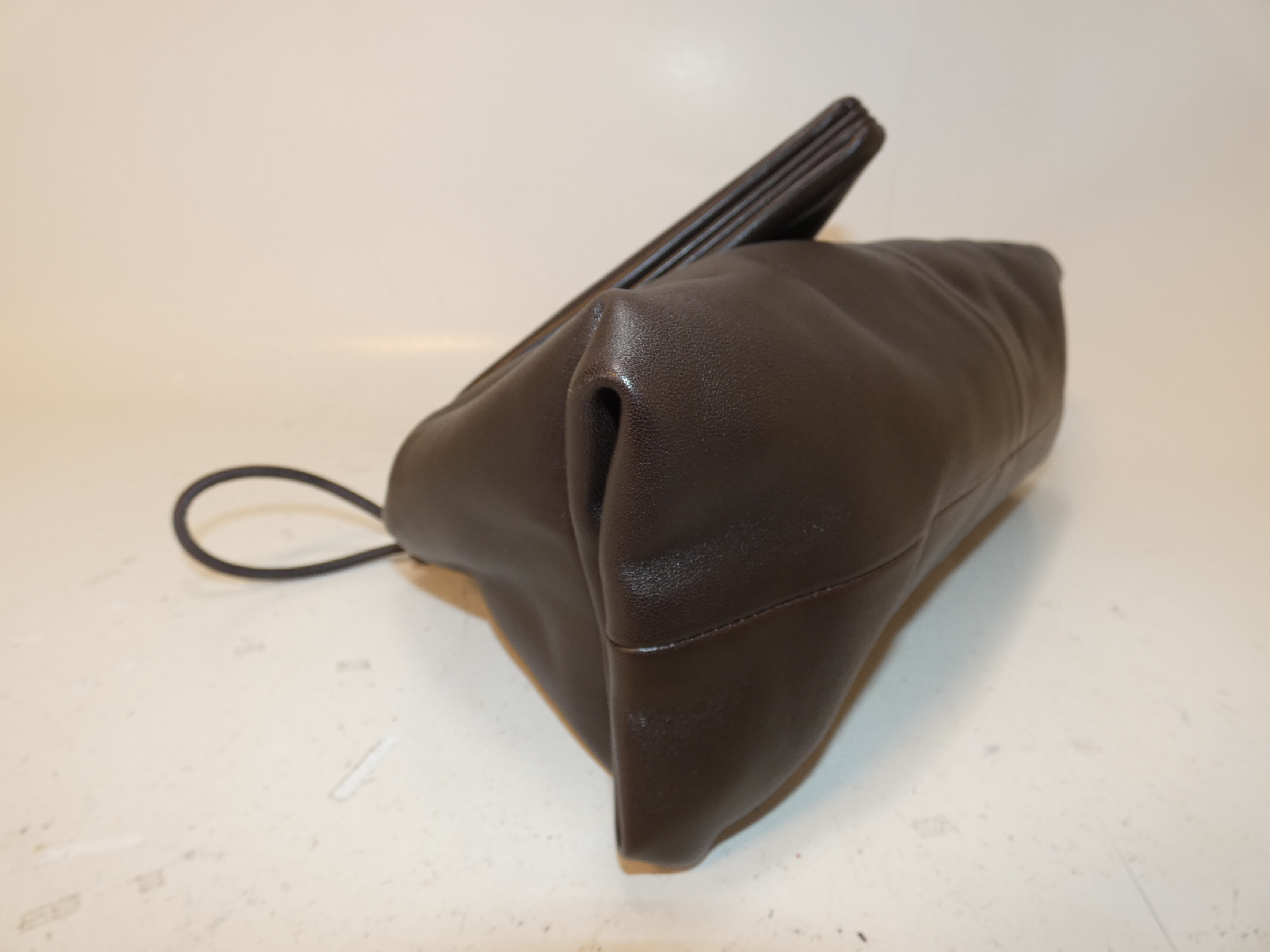 Triangle Leather Second Pouch Dark Brown Clutch Bag — view 6