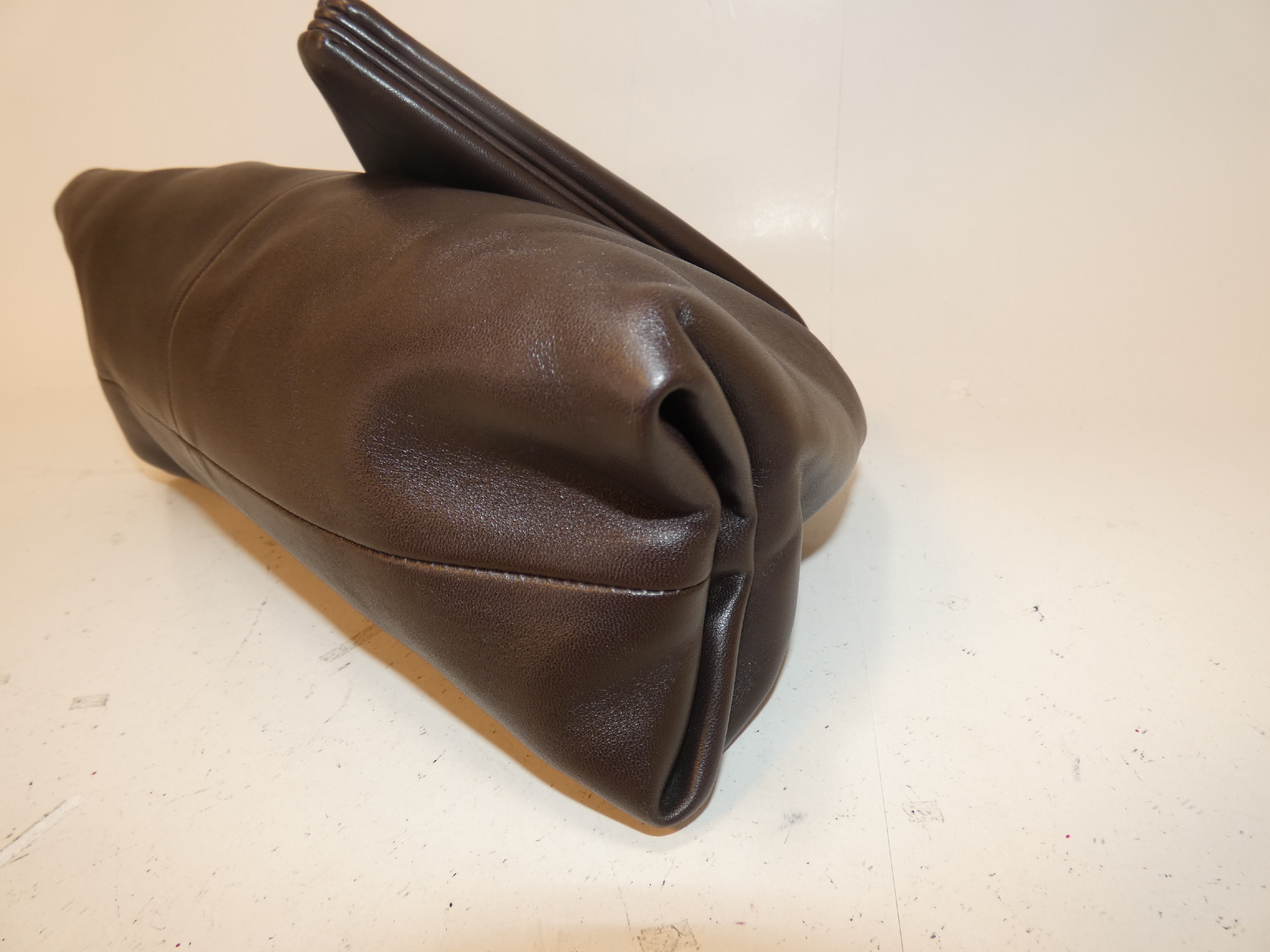 Triangle Leather Second Pouch Dark Brown Clutch Bag — view 7