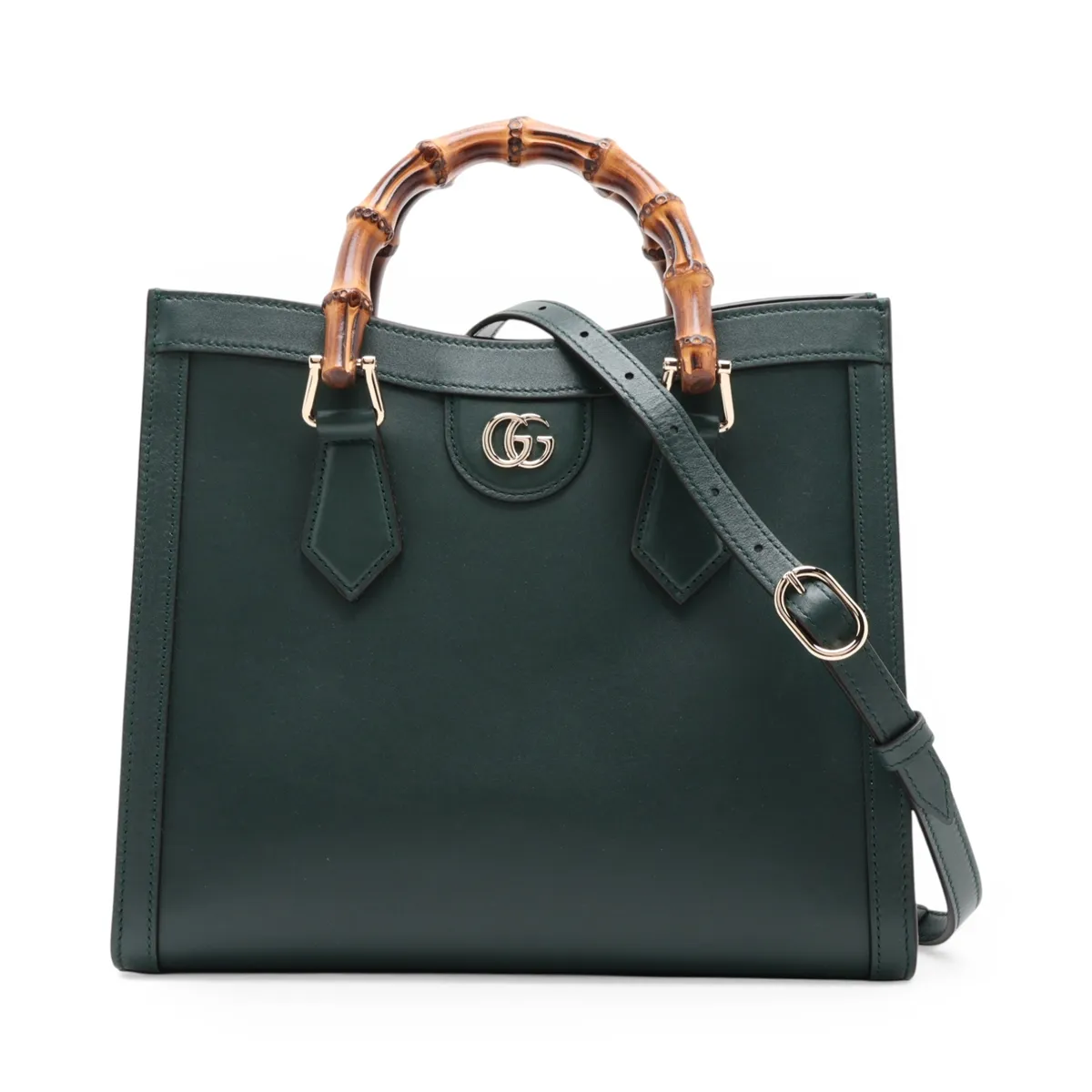 Bamboo Diana Leather 2-Way Handbag, Green, 853226