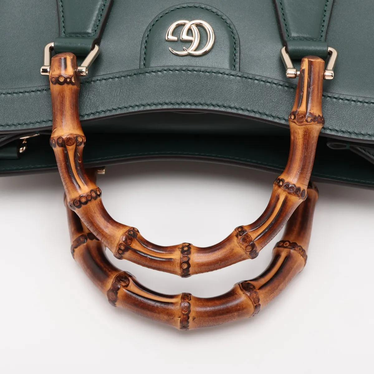 Bamboo Diana Leather 2-Way Handbag, Green, 853226 — view 5