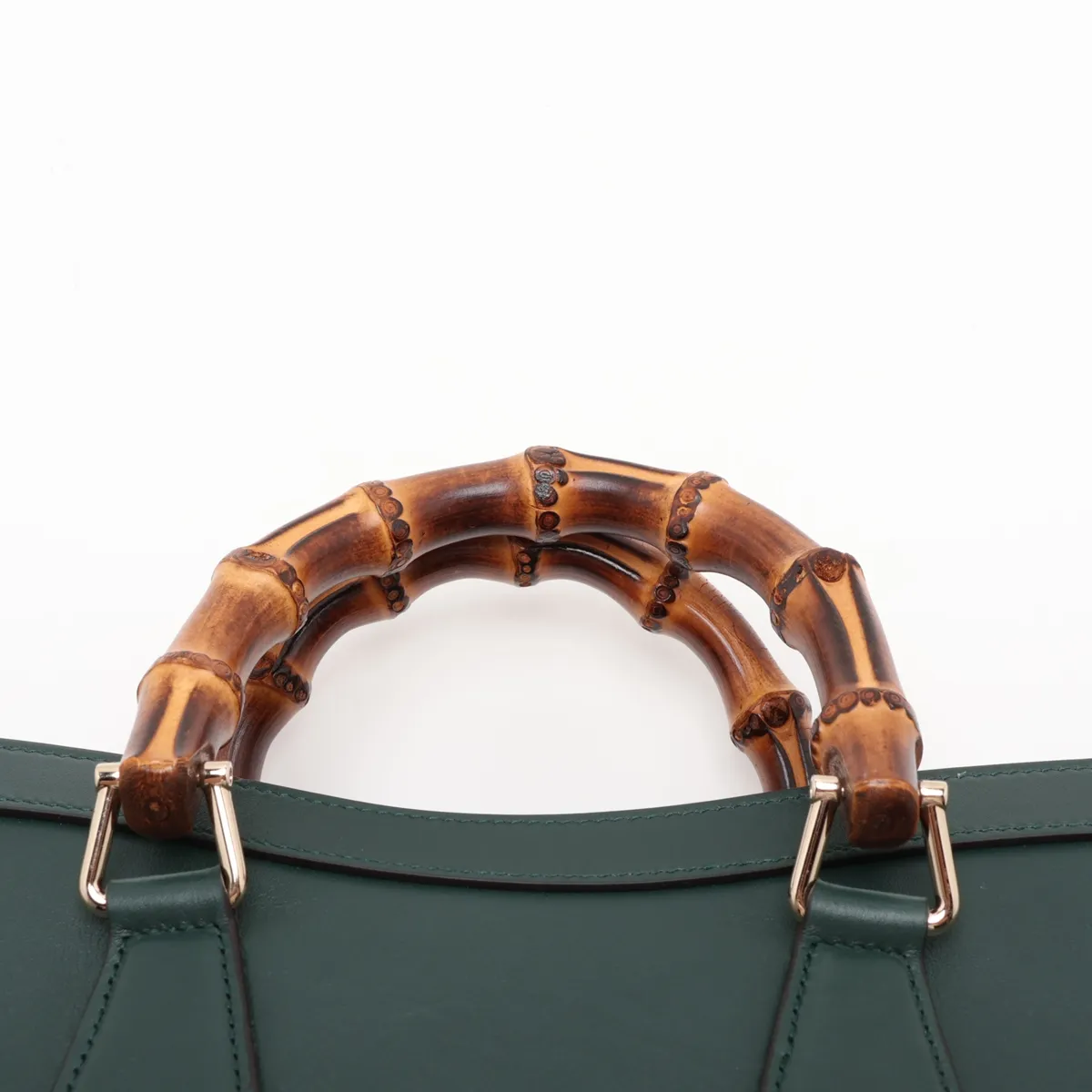 Bamboo Diana Leather 2-Way Handbag, Green, 853226 — view 6